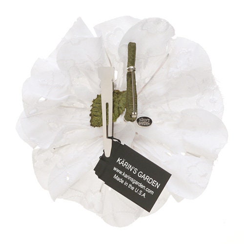 Karin's Garden Emma 3.5" Black Silk Poppy Pin Brooch Clip with Crystals Center Handmade in the USA. Clip into Hair or wear on Lapel.