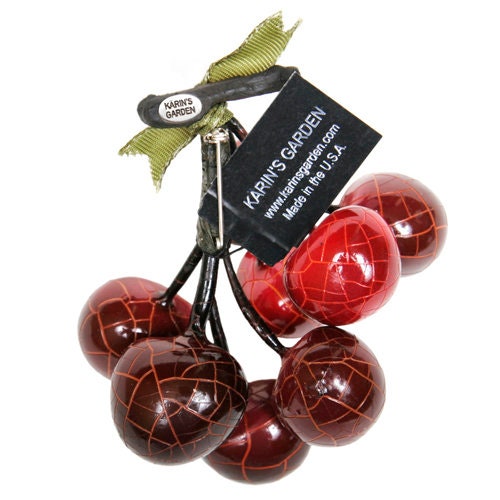 Karin's Garden 4" Cherry Pin Cracked Vintage Look.