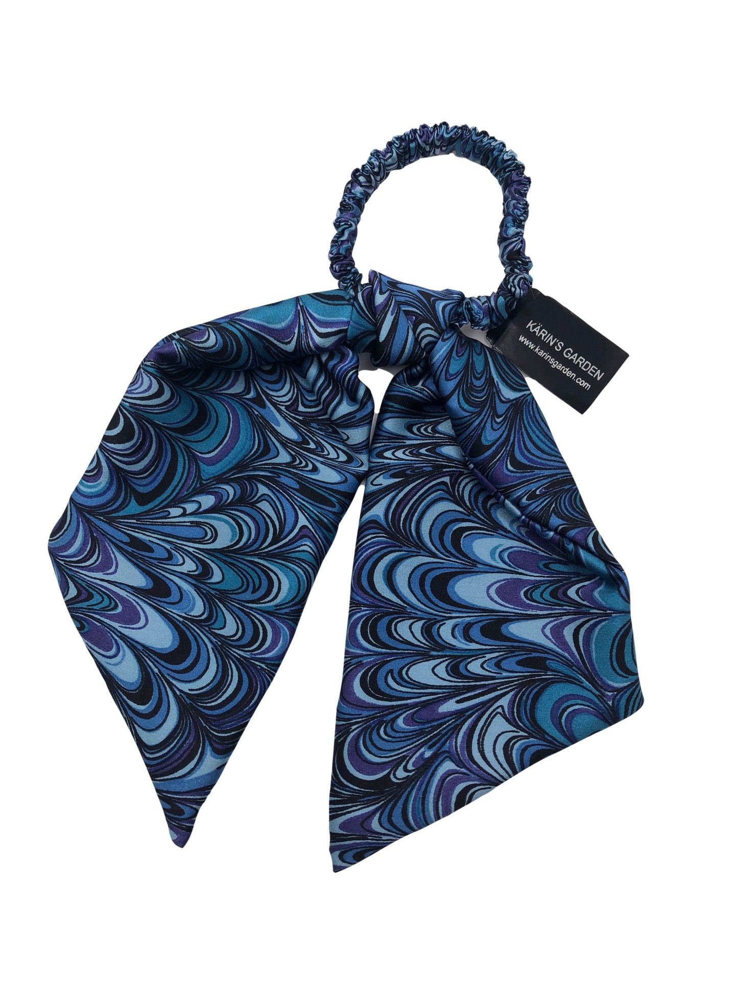 Karin's Garden Navy Blue Kaleidoscope Hair Elastic. Handmade in the USA.