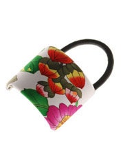 White Floral Silk Le Jardin Floral Elastic. Handmade in the USA. Karin's Garden