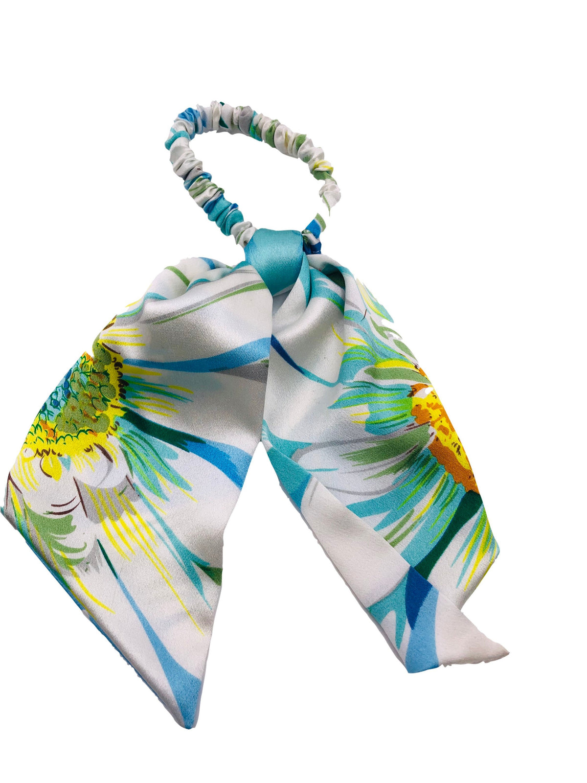Blue & White Floral Silk Hair Elastic – Handmade