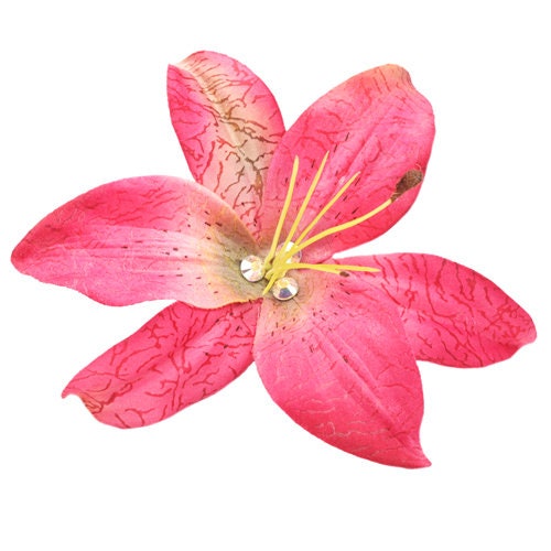 swarovski lily flower Karin's Garden 4" Burgundy Lily Pin Brooch Clip with Swarovski Crystals