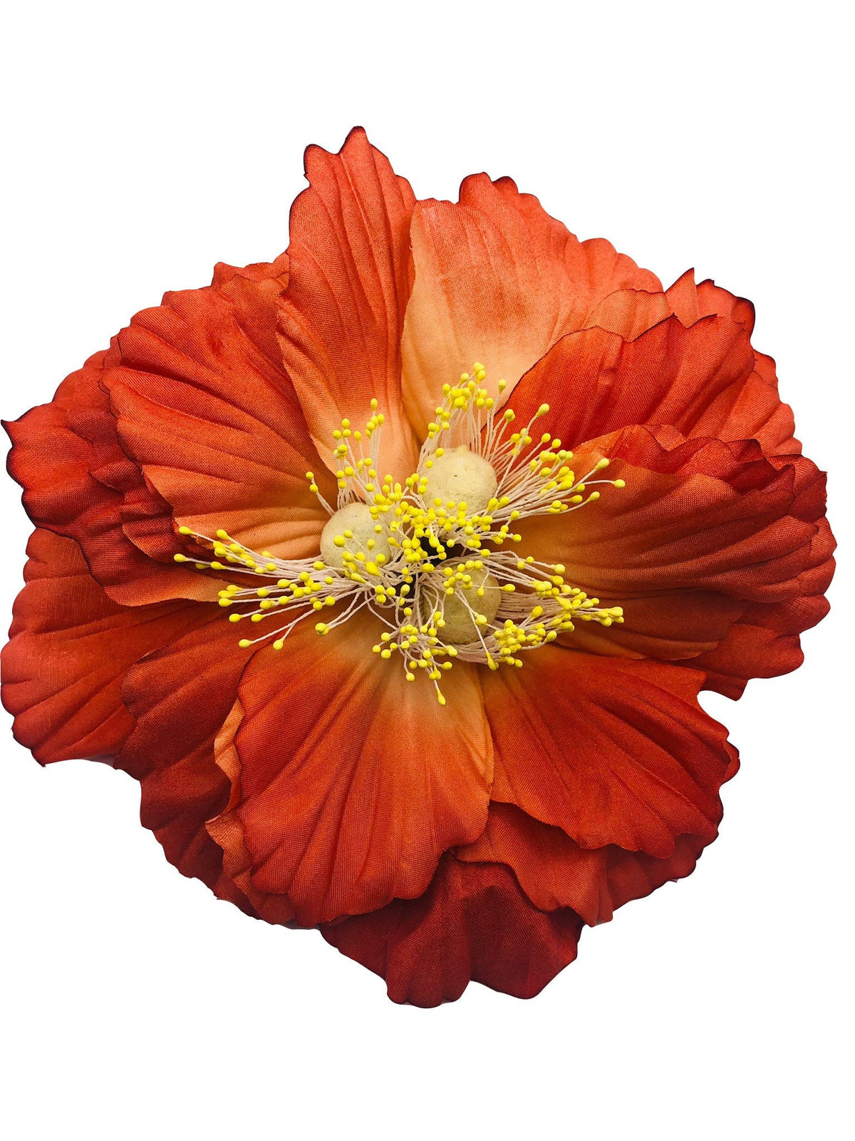 Flame Hibiscus Pinch Clip, 8"