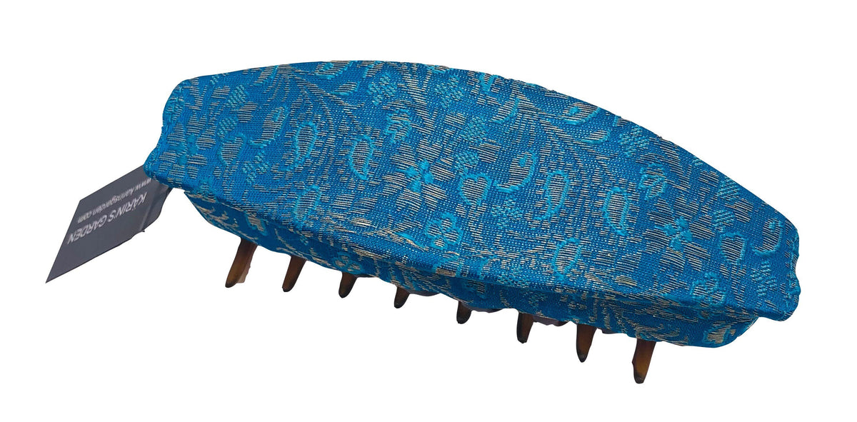 Teal Sari Silk Updo Claw Clip, 4.5" – Handmade