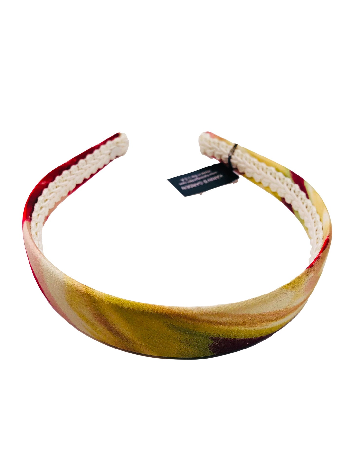 Karin's Garden 1" Tie Dye Burgundy Gold Look Silk Headband. Handmade in the USA