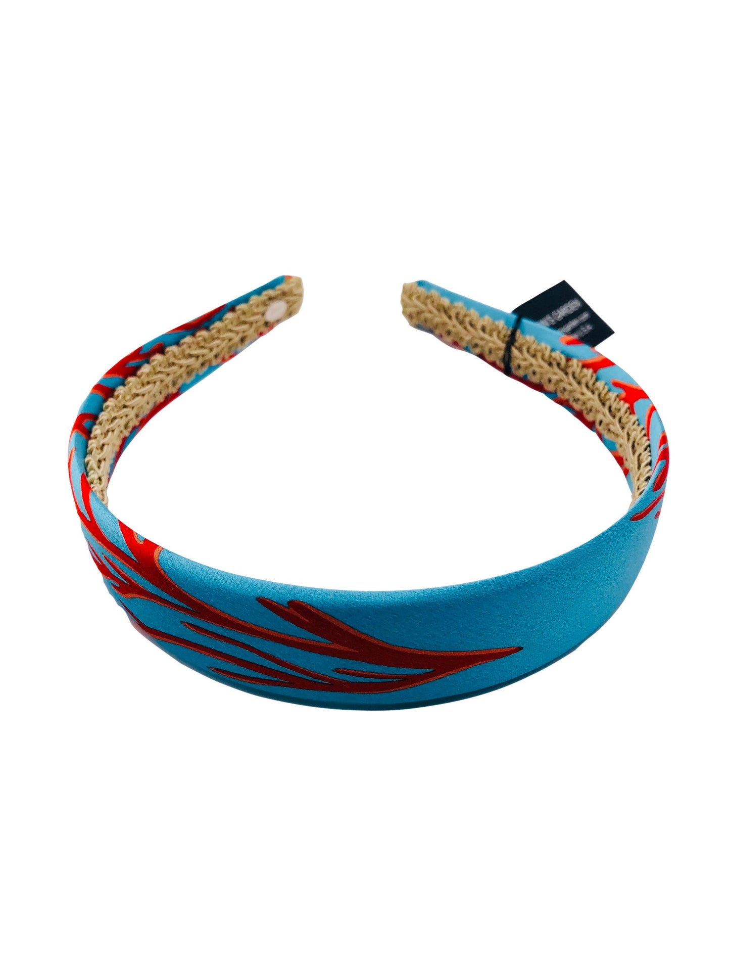 Karin's Garden 1" Turquoise Orange Silk Charmeuse Coral Headband Handmade in the USA