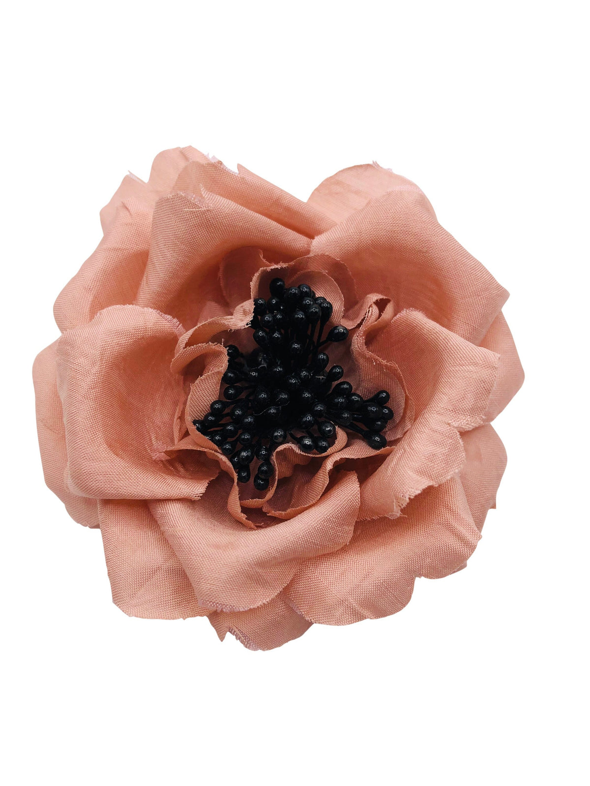 Charlotte Coral Silk Dupioni Cabbage Rose Pin & Clip, 3"