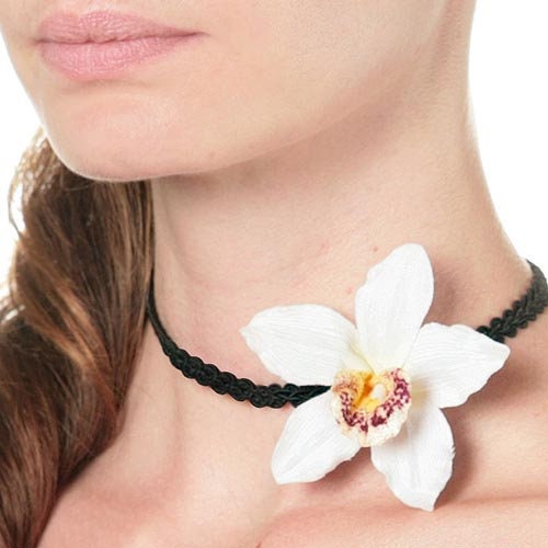 Margaret White Mini Vanda Orchid Choker, 2" – Handmade