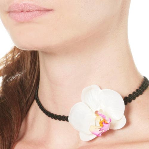 White Phalaenopsis Orchid Choker – Handmade