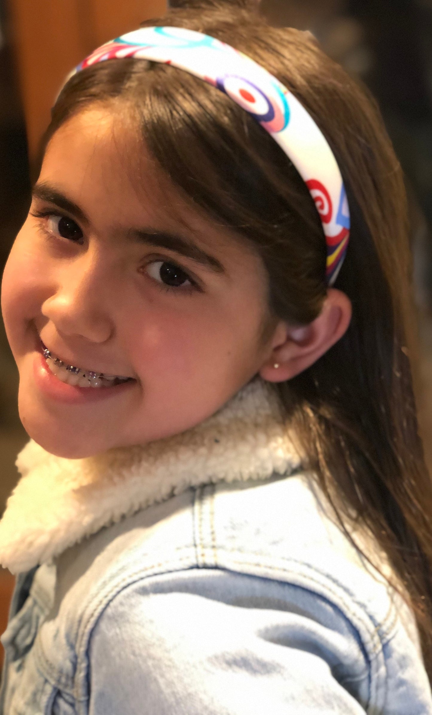 White & Black Retro Silk Headband. Karin's Garden 1" Handmade in the USA