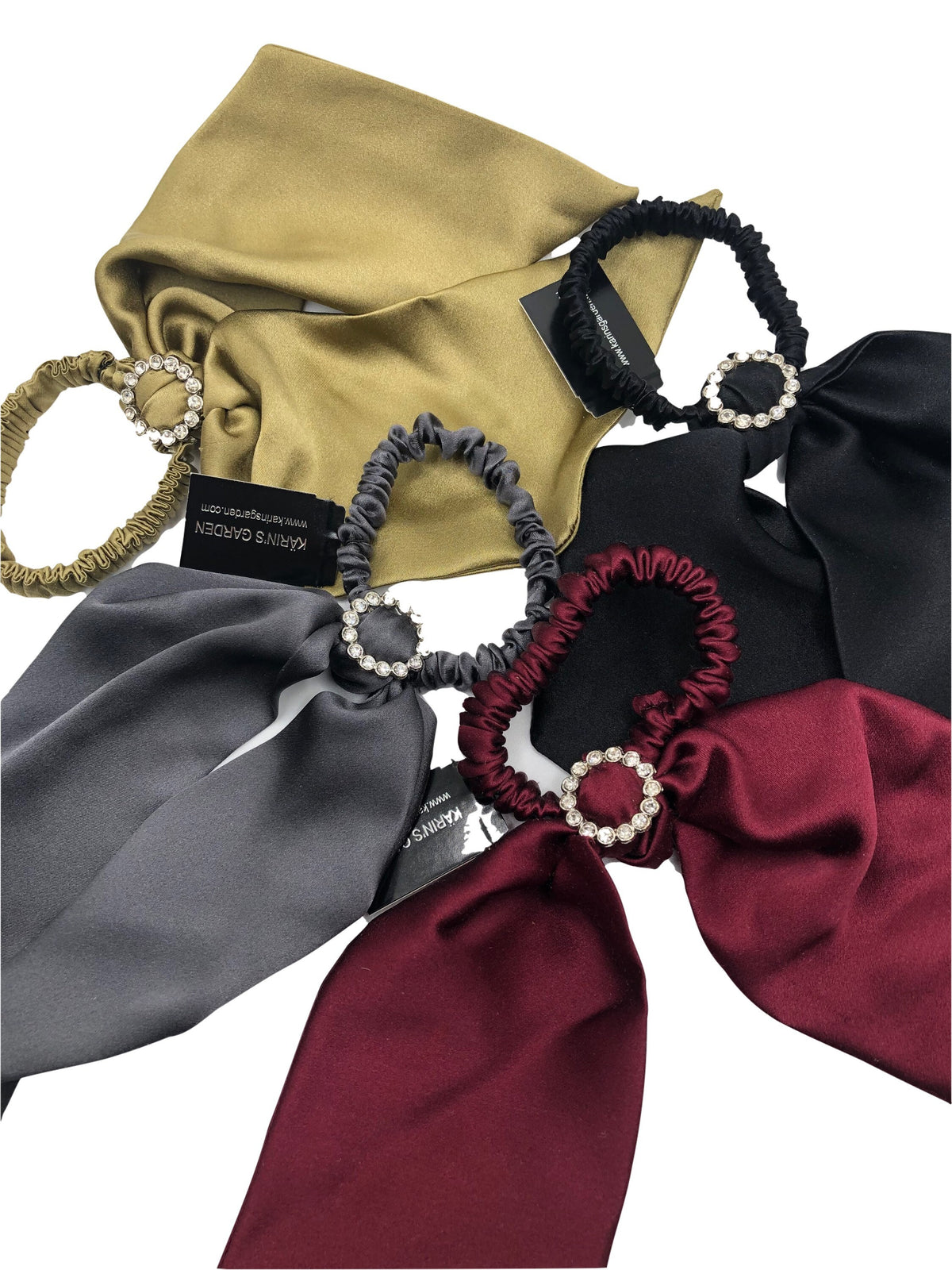 Silk Hair Elastic with Crystals – Handmade