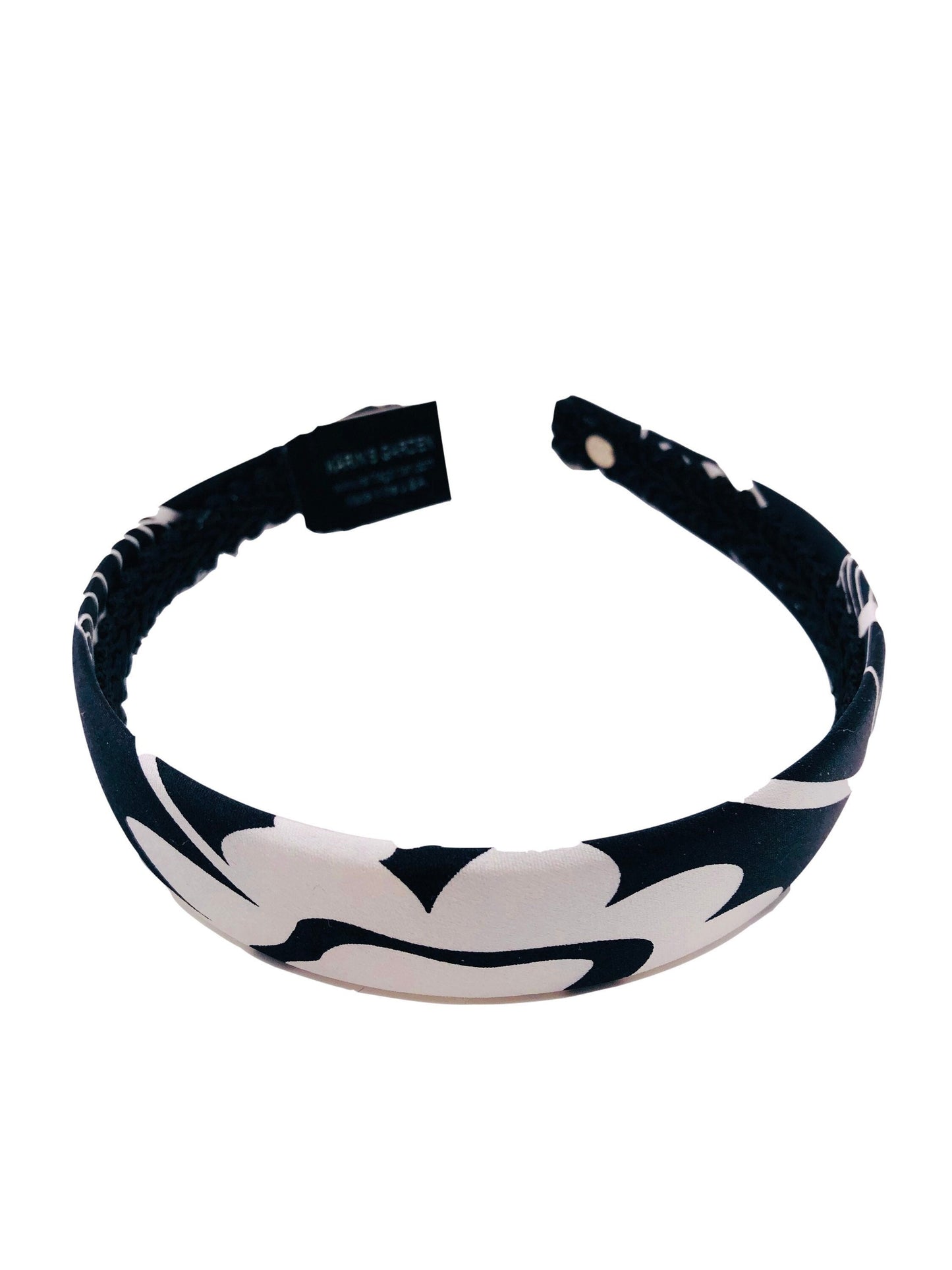 Karin's Garden 1" Black and White Floral Silk Headband. Handmade in the USA.