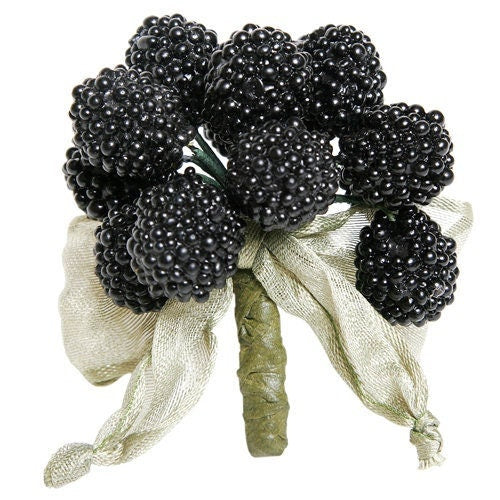 Karin's Garden 3 1/2" Berry Pin with Sheer Bow Pin Brooch.  Available in Red or Black