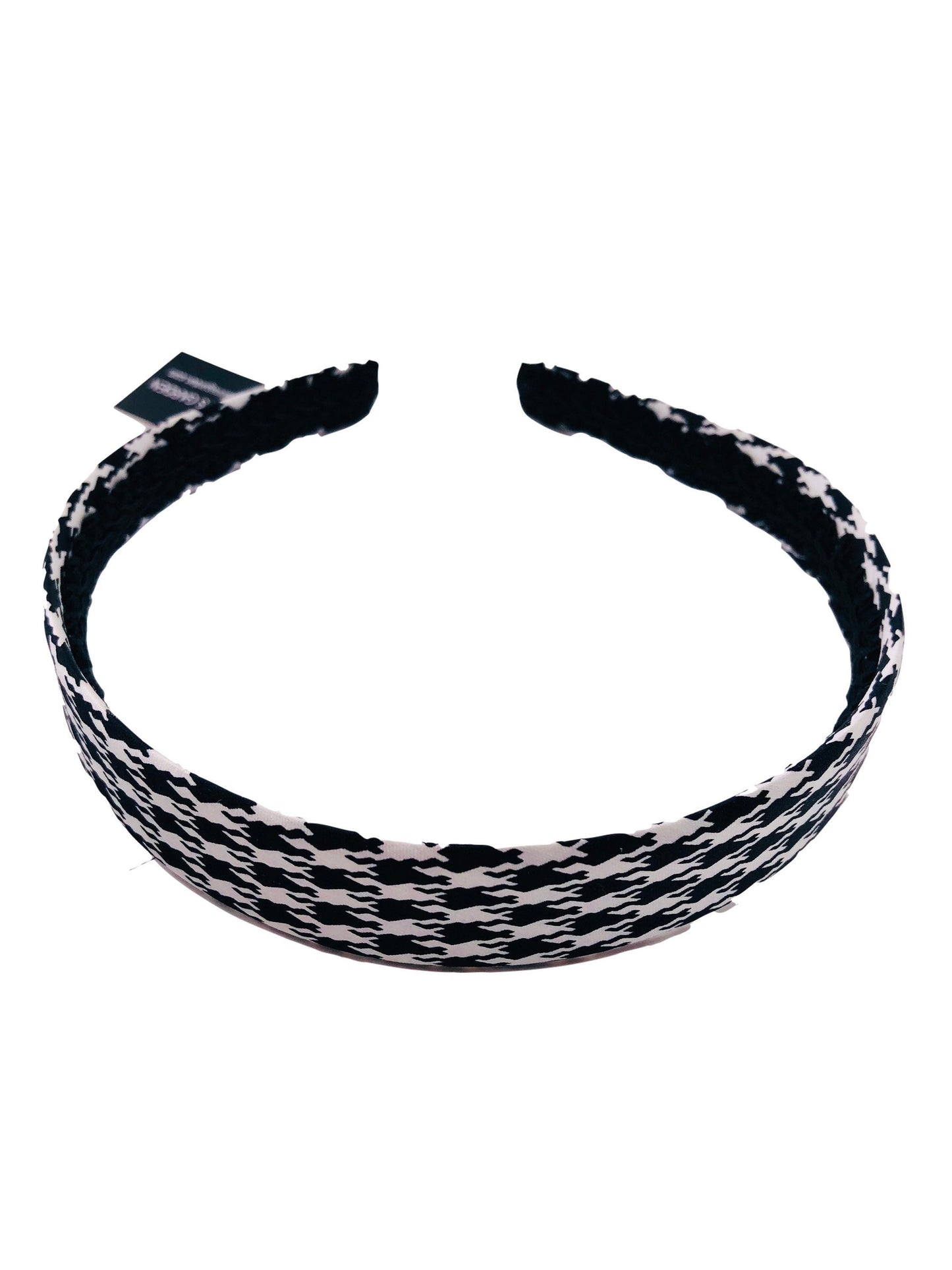 Karin's Garden 1" Houndstooth Black and White Silk Headband. Handmade in the USA