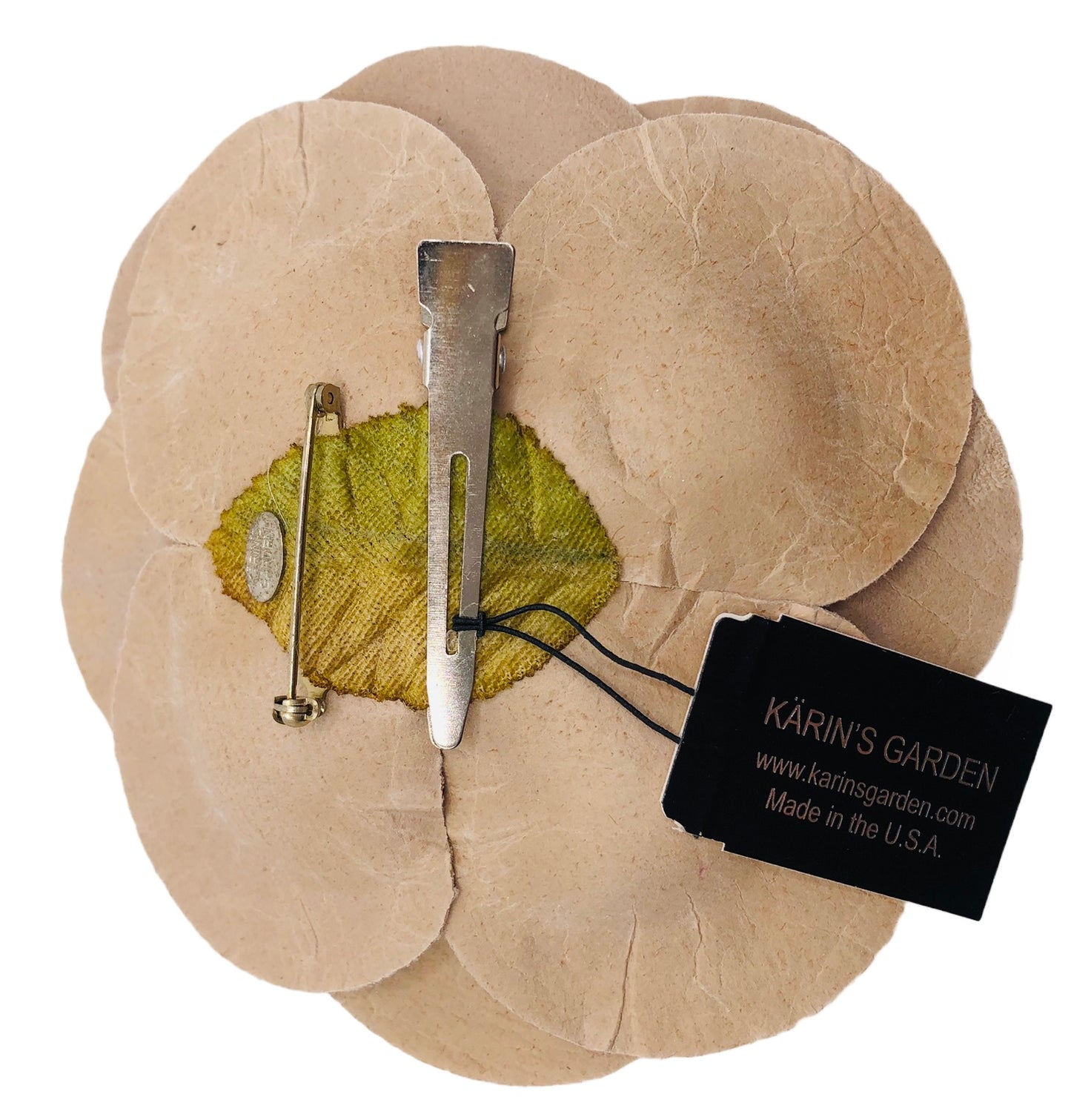 Karin’s Garden Rose Gold Leather Camellia