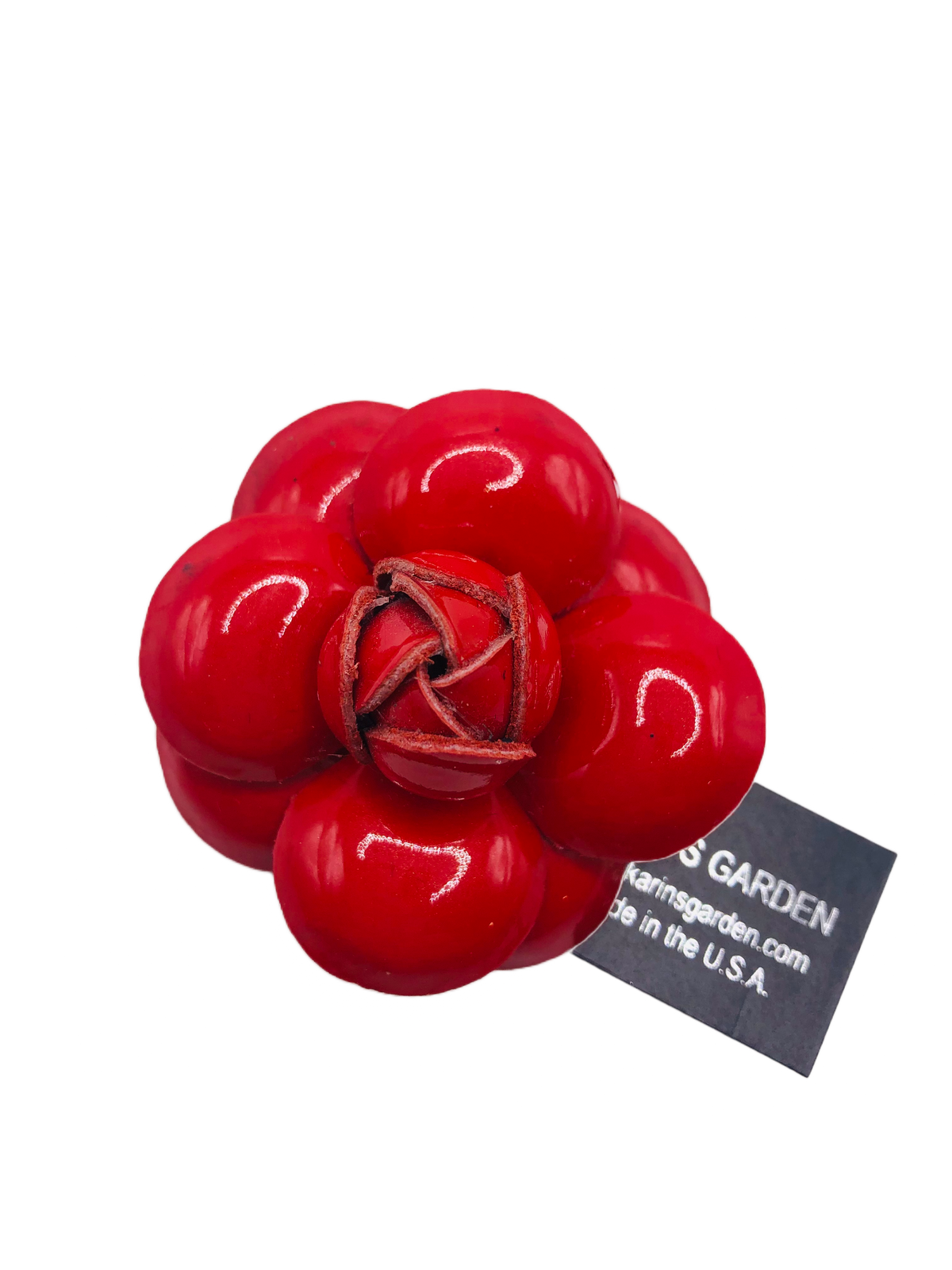 Susie Red Patent Leather Camellia Clip, 2"