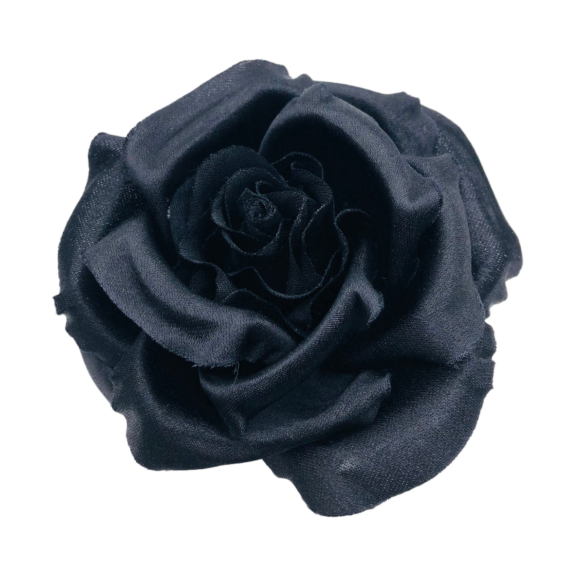 Daphne Black Silk Rose Pin & Clip, 3.5"