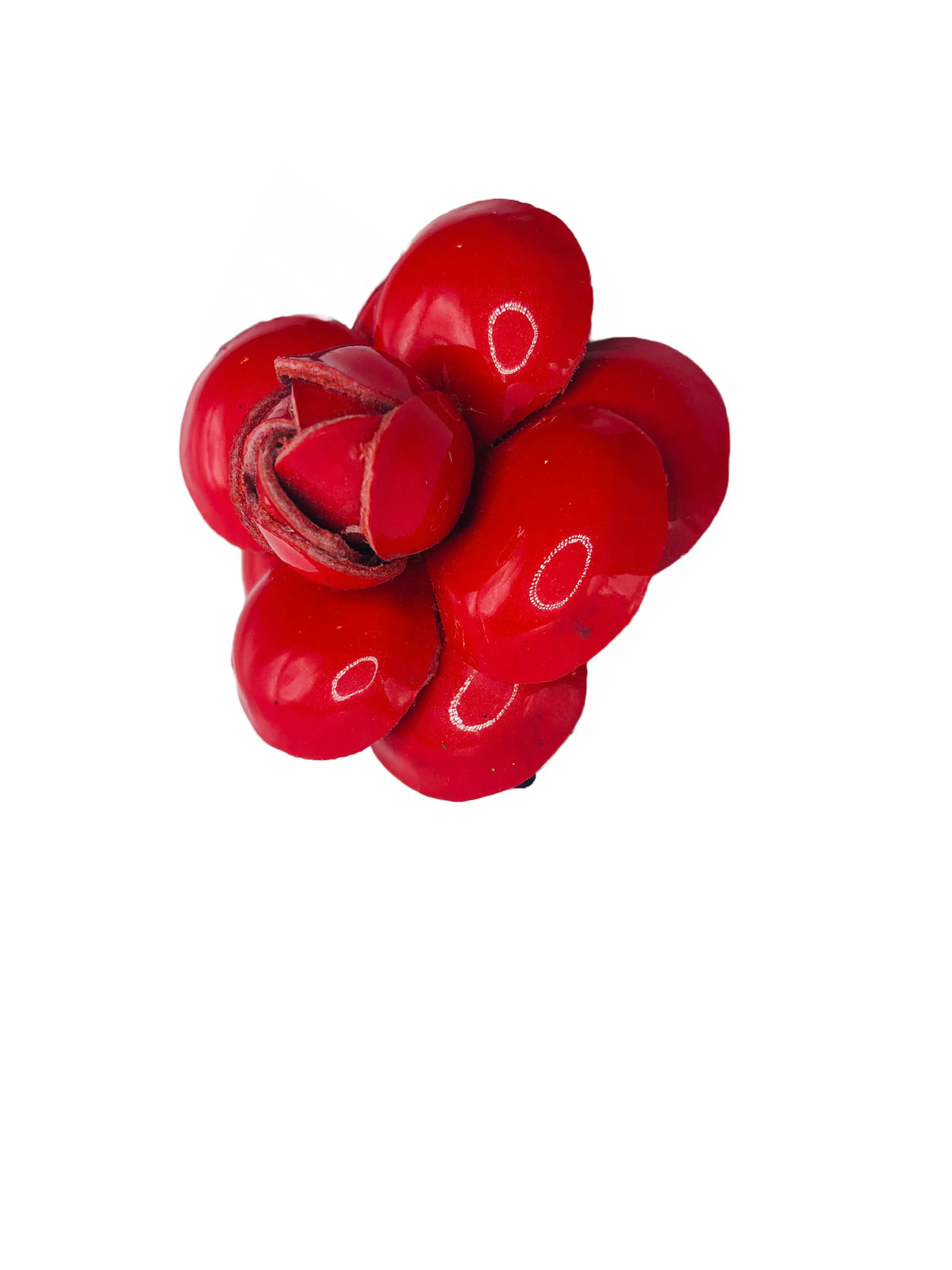 Susie Red Patent Leather Camellia Clip, 2"