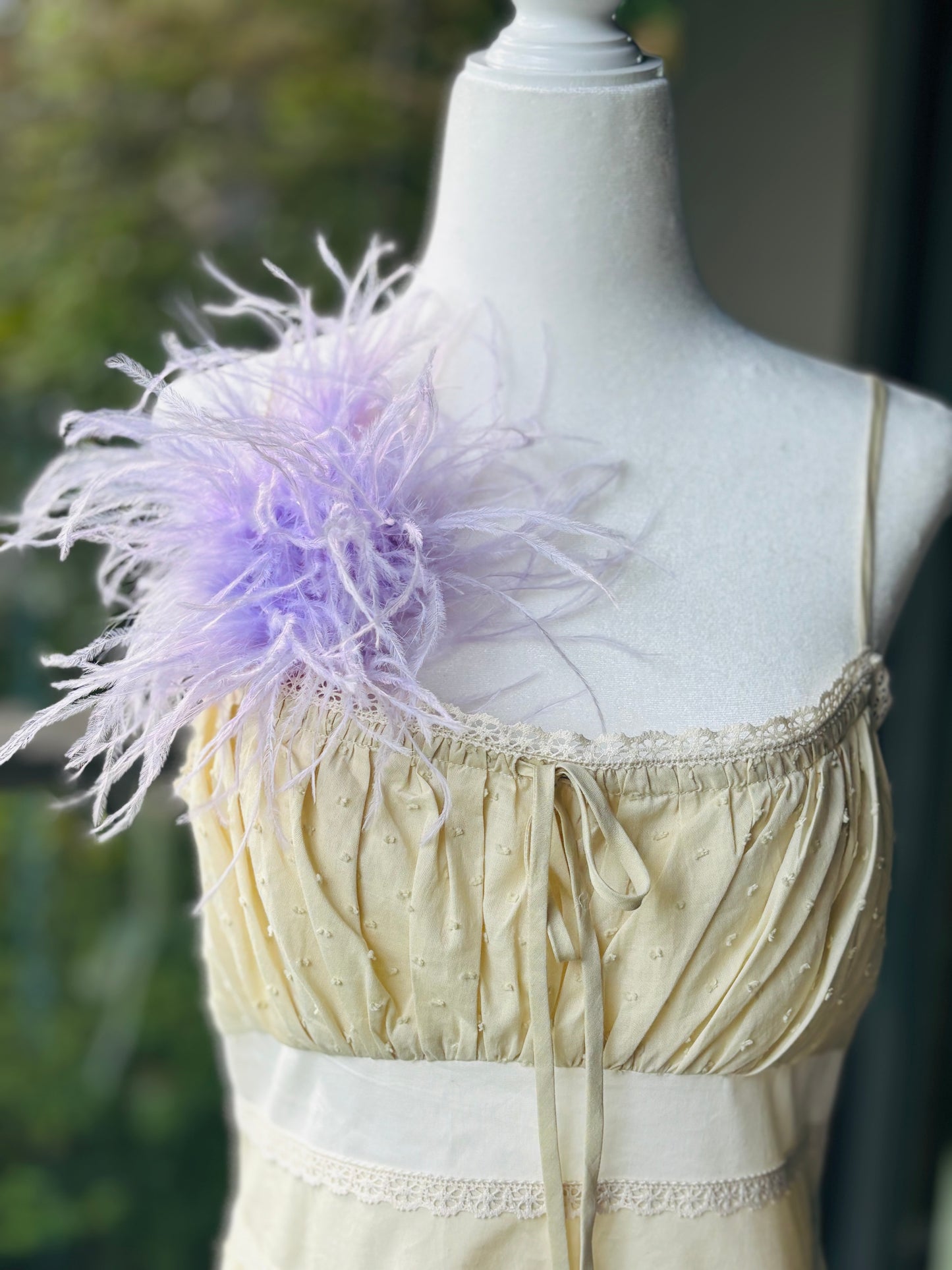 "Dietrich" Petite Ostrich Pin & Clip in Lavender.  Made in the USA. Genuine Ostrich. Available in many colors.  Available in Petite or Grand
