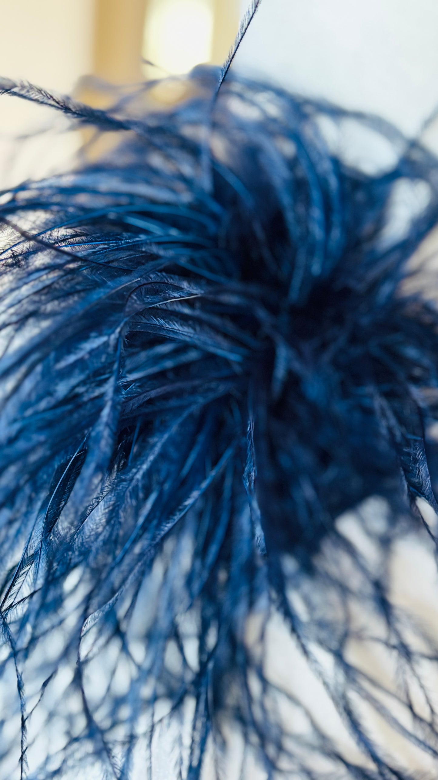 Dietrich Petite Ostrich Pin & Clip in Navy.  Handmade in the USA. Genuine Ostrich. Available in many colors.  Available in Petite or Grand