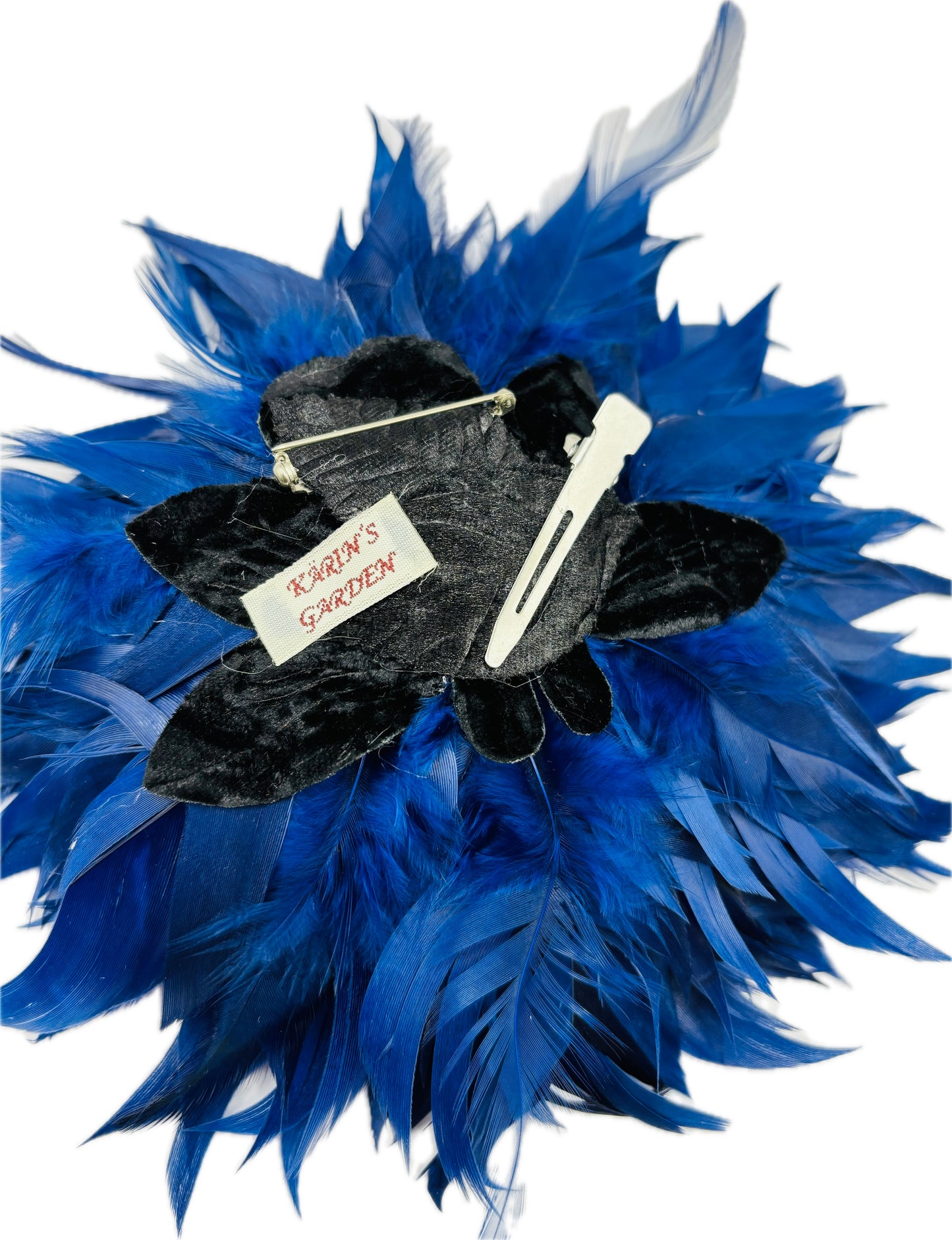 "Josephine" Feather Brooch & Clip in Blue.  Wear on your lapel, dress, in your hair, on purse, hat and more.