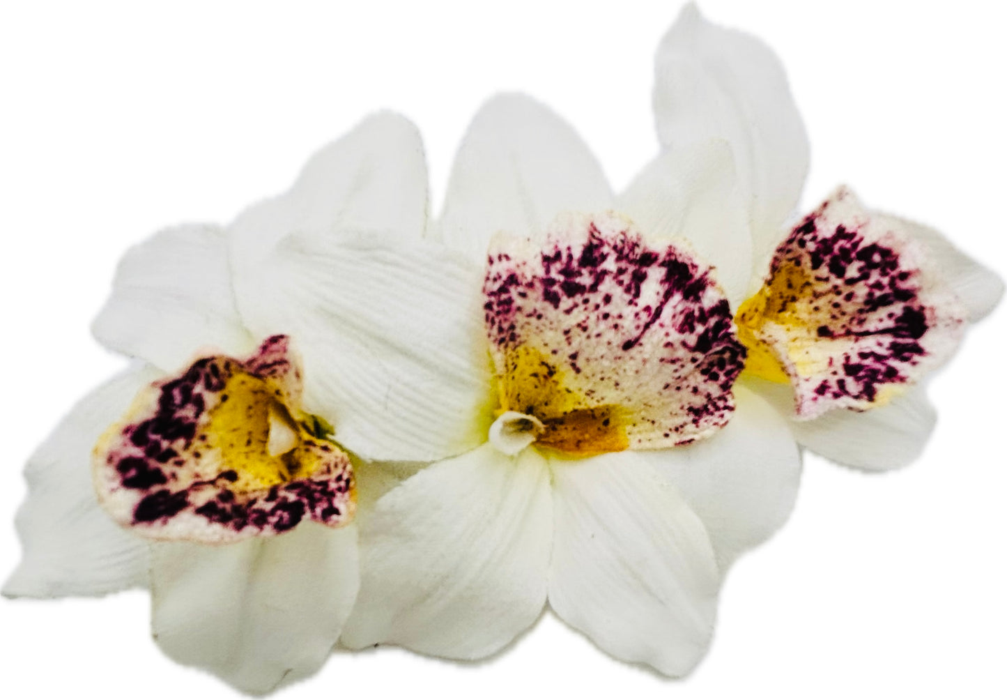 "Margaret" White Mini Vanda Orchids Hair Barrette Clip - Made in the USA - French Barrette