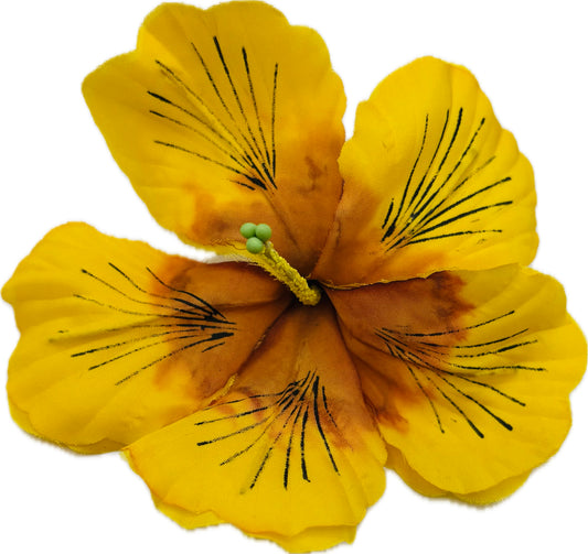 "Coral" 4" Yellow Amaryllis Brooch and Clip.  Pin or Clip to hair, lapel, dress, handbag, hat and more.