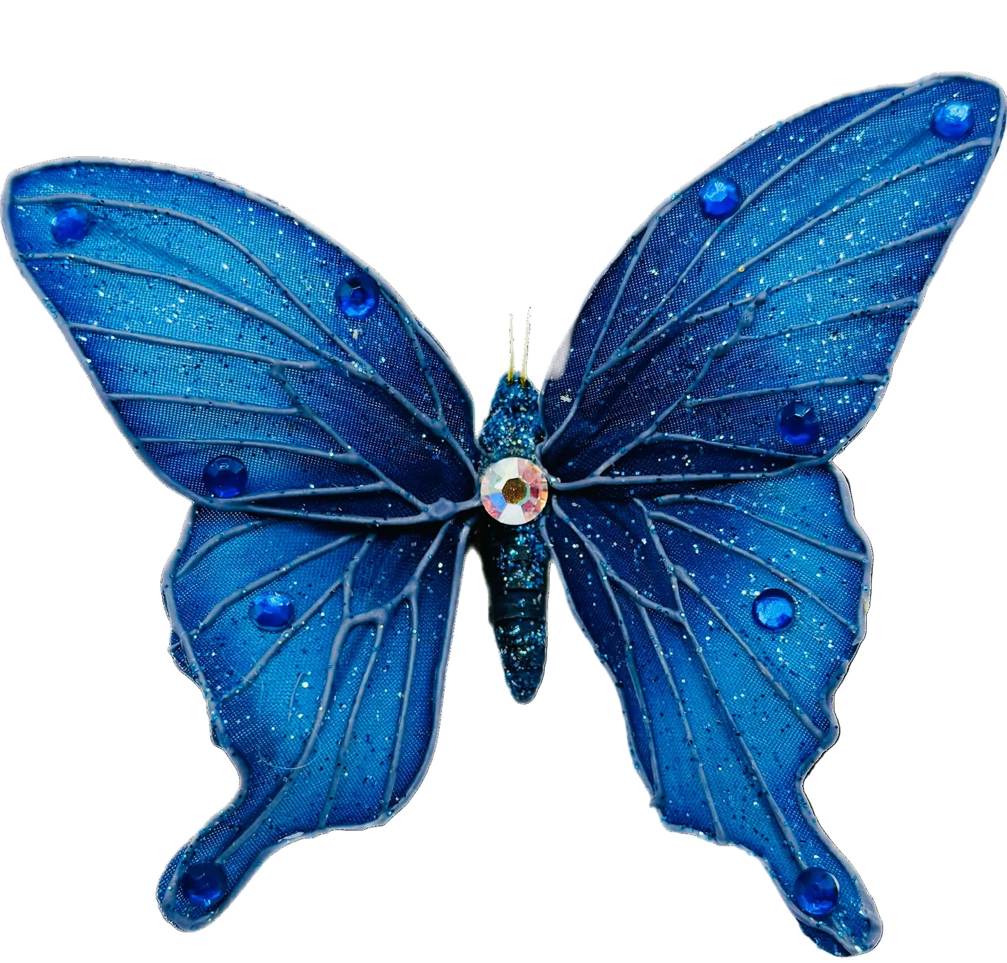 Karin’s Garden 3” “Tinker Bell” Blue Glitter Butterfly Pinch Clip.