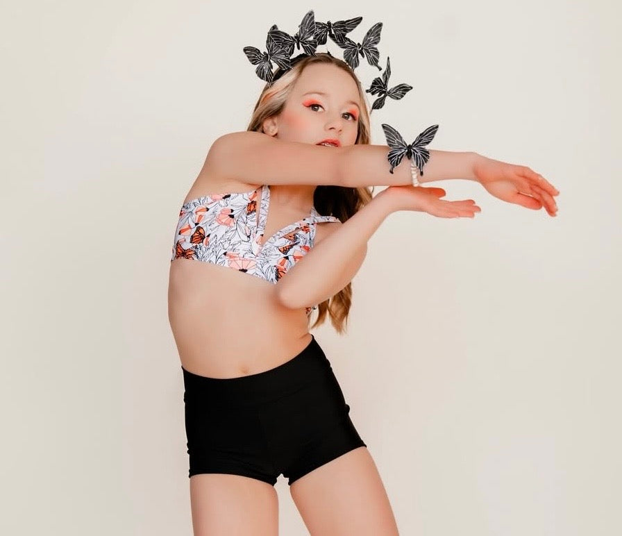 “Vanessa” Black Butterflies Headband.  Comfort Fit Silk Headband, Bendable Butterflies.  Handmade in Bellevue, Washington. Clothing by detailsdancewear