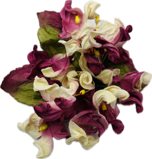 Ivy Hydrangea Flower Pin Brooch in Fuchsia