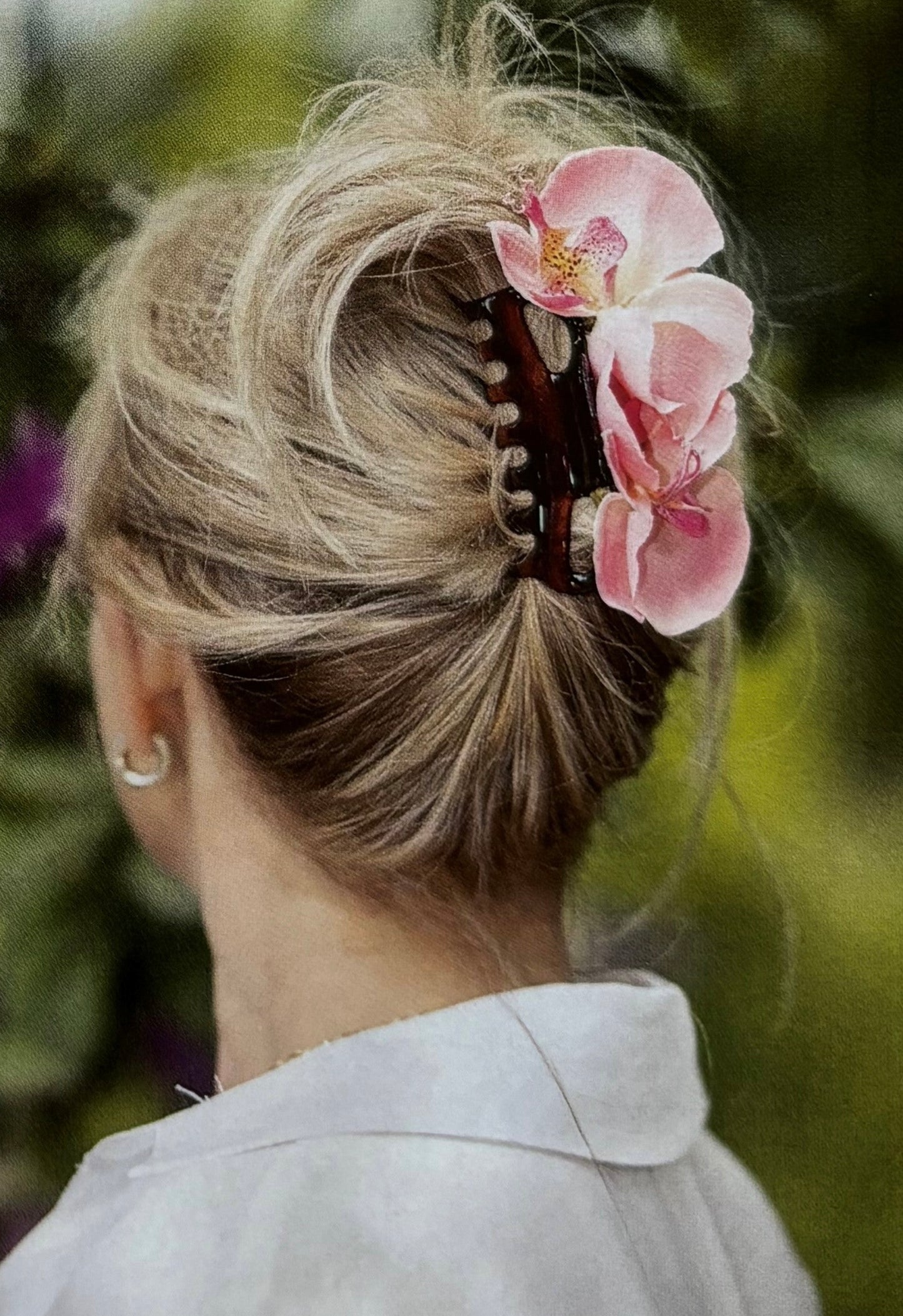 Karin's Garden "Stella" Pink Orchid French Jaw Clip 4" Hair Accessory Tropical Orchids Handmade in the USA