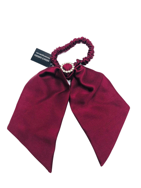 Karin's Garden Silk Hair Elastic Tie with crystals.  Handmade in the USA.