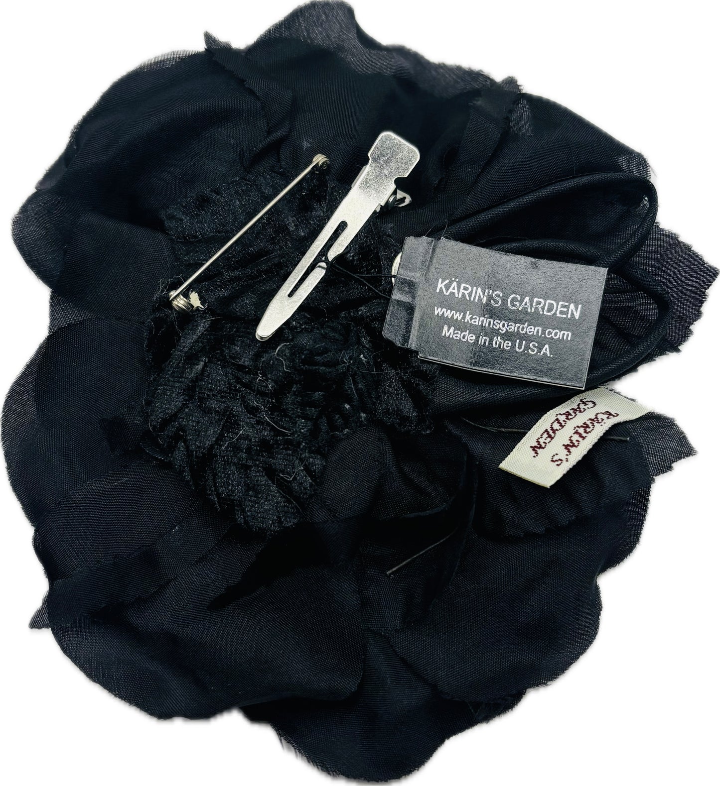 "Bianca" 4.5" Fuchsia Double Rose Silk Brooch and Clip.  Pin or Clip onto dress, into hair, onto handbag, hats, on a dress and more