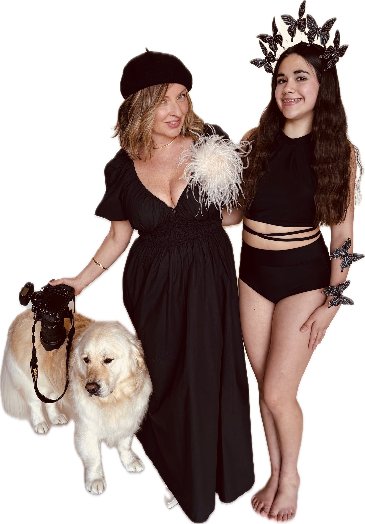 "Vanessa" Karin's Garden 3" Black White Butterfly clip. Bendable petals. Wear in your hair, clip to wristlet, clip on lapel, tank top or dress.  Clothing by detailsdancewear