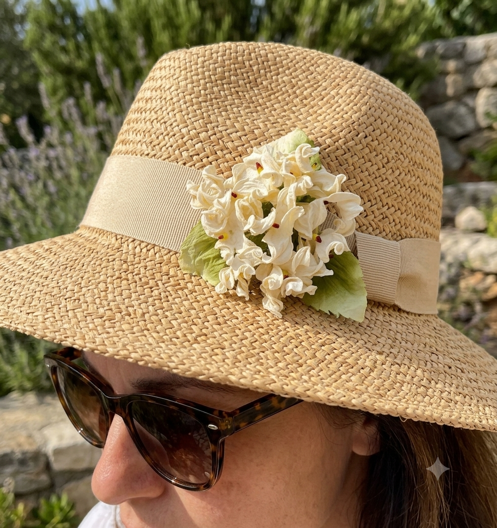 Ivy Hydrangea Flower Pin Brooch in Ivory
