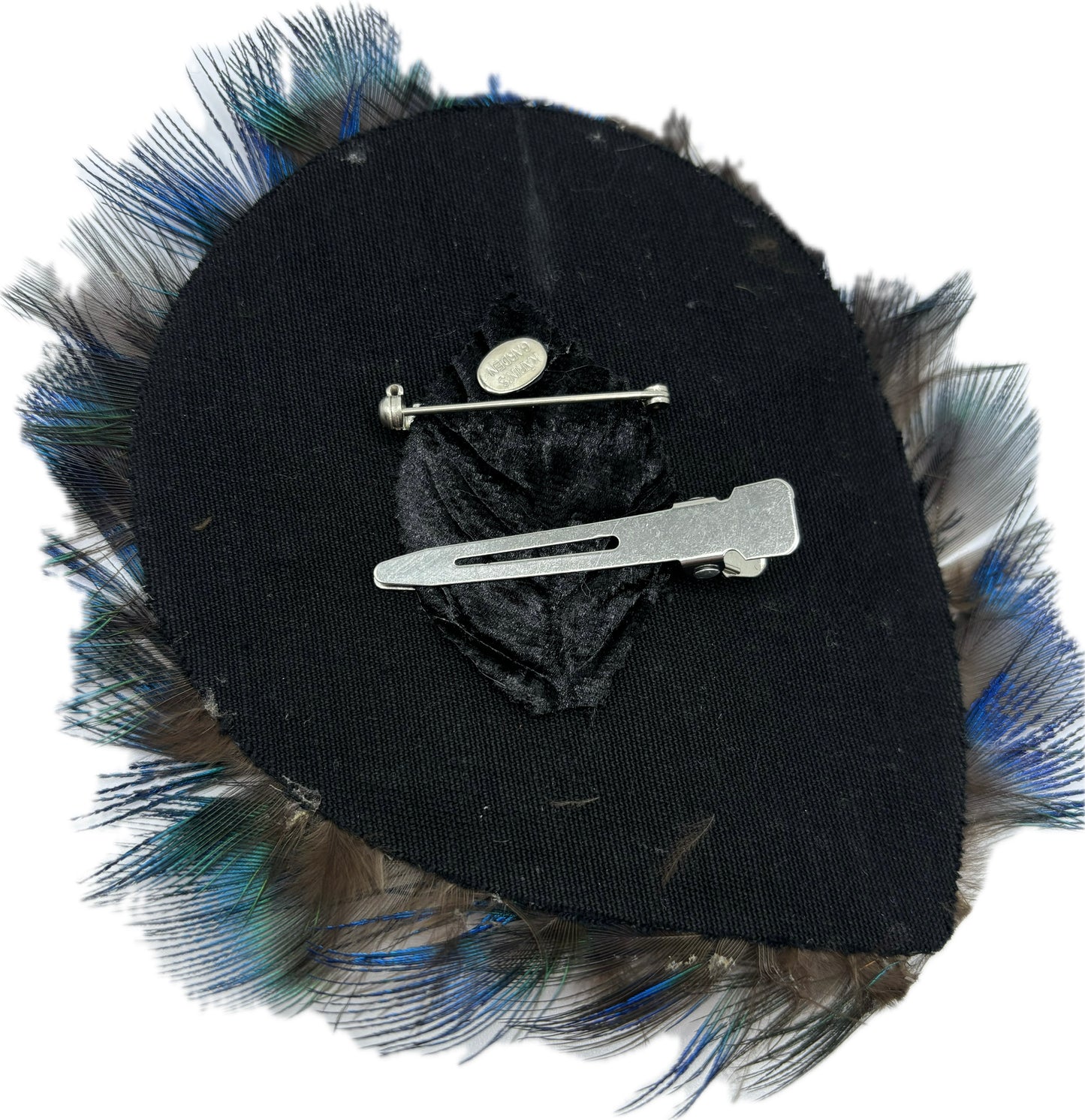 Karin's Garden Royal Blue Feather Feather Pin & Clip.  Pin or Clip onto lapel, dress, onto hair and more