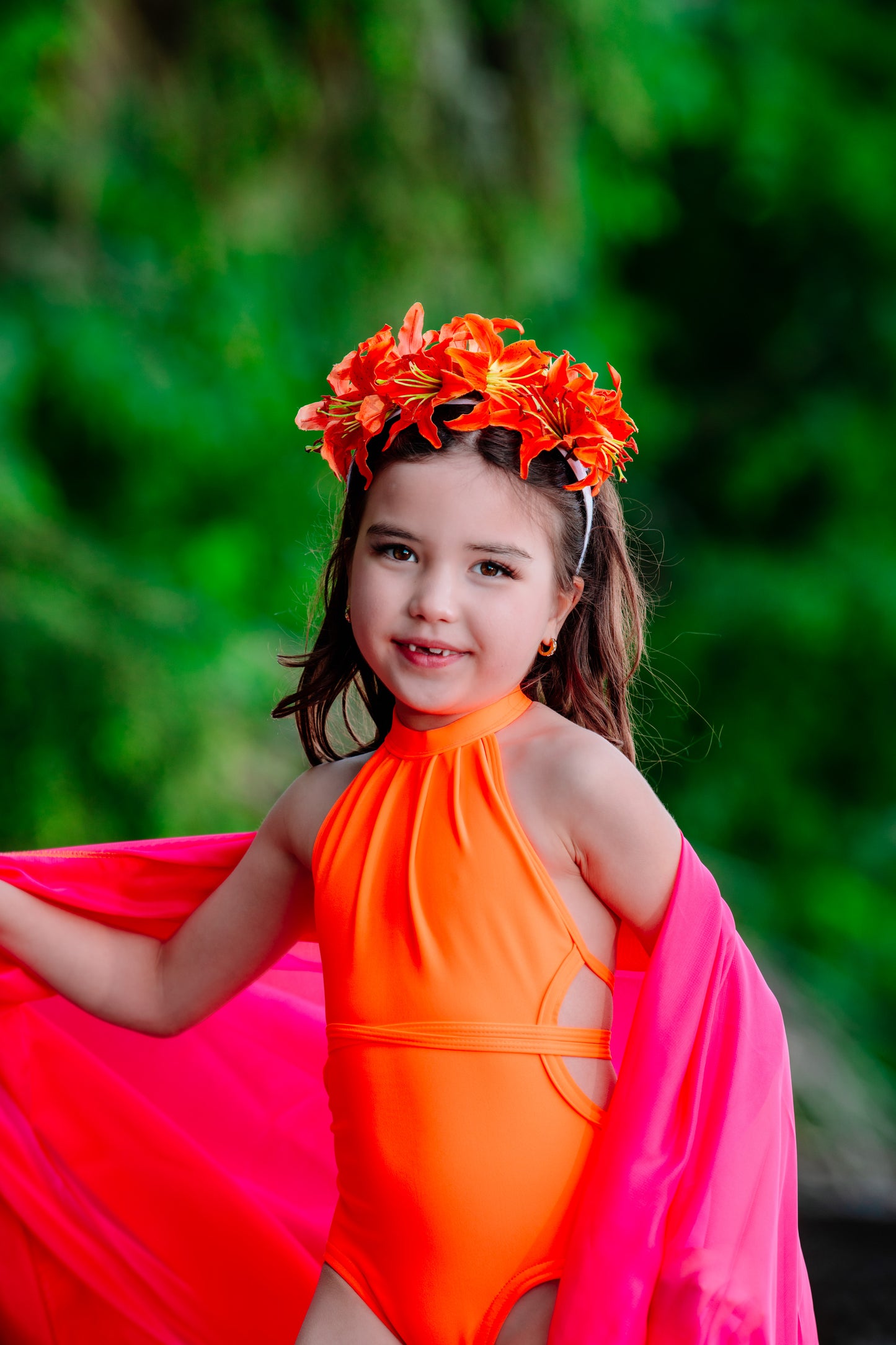 Karin’s Garden “Martha” Couture Tiger Lily Headband | Garden Party Floral Statement Headpiece | Handmade in USA