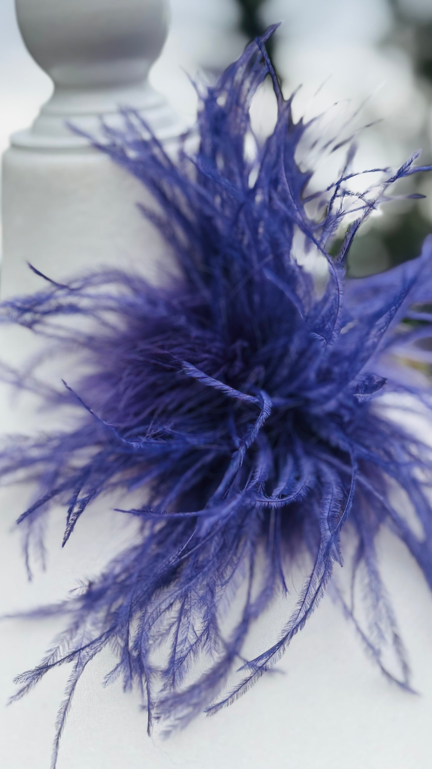 Dietrich Petite Ostrich Pin & Clip in Amethyst.  Handmade in the USA. Genuine Ostrich. Available in many colors.  Available in Petite or Grand