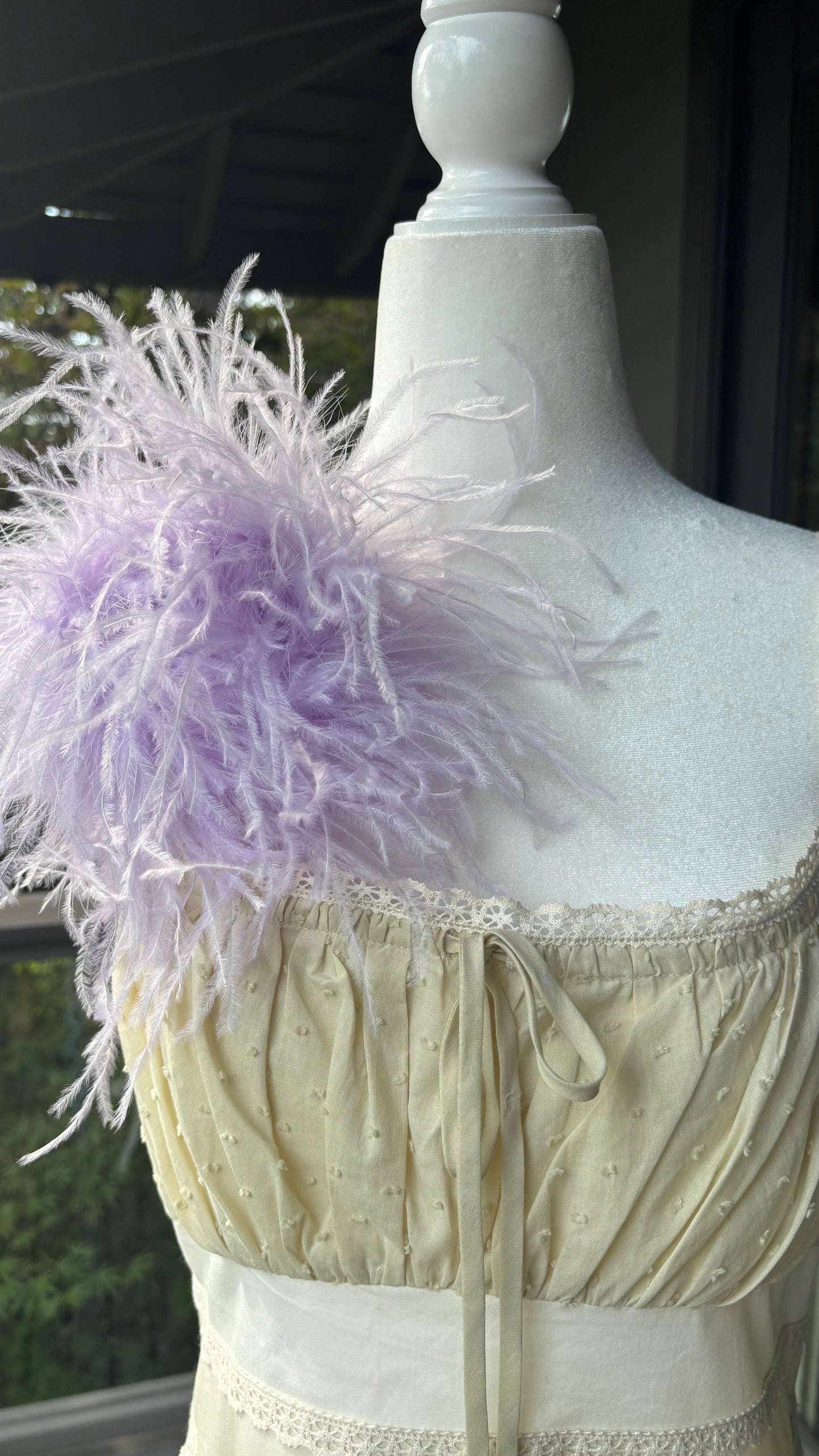 "Dietrich" Grand Ostrich Pin & Clip in Lavender.  Made in the USA. Genuine Ostrich. Available in many colors.  Available in Grand or Petite