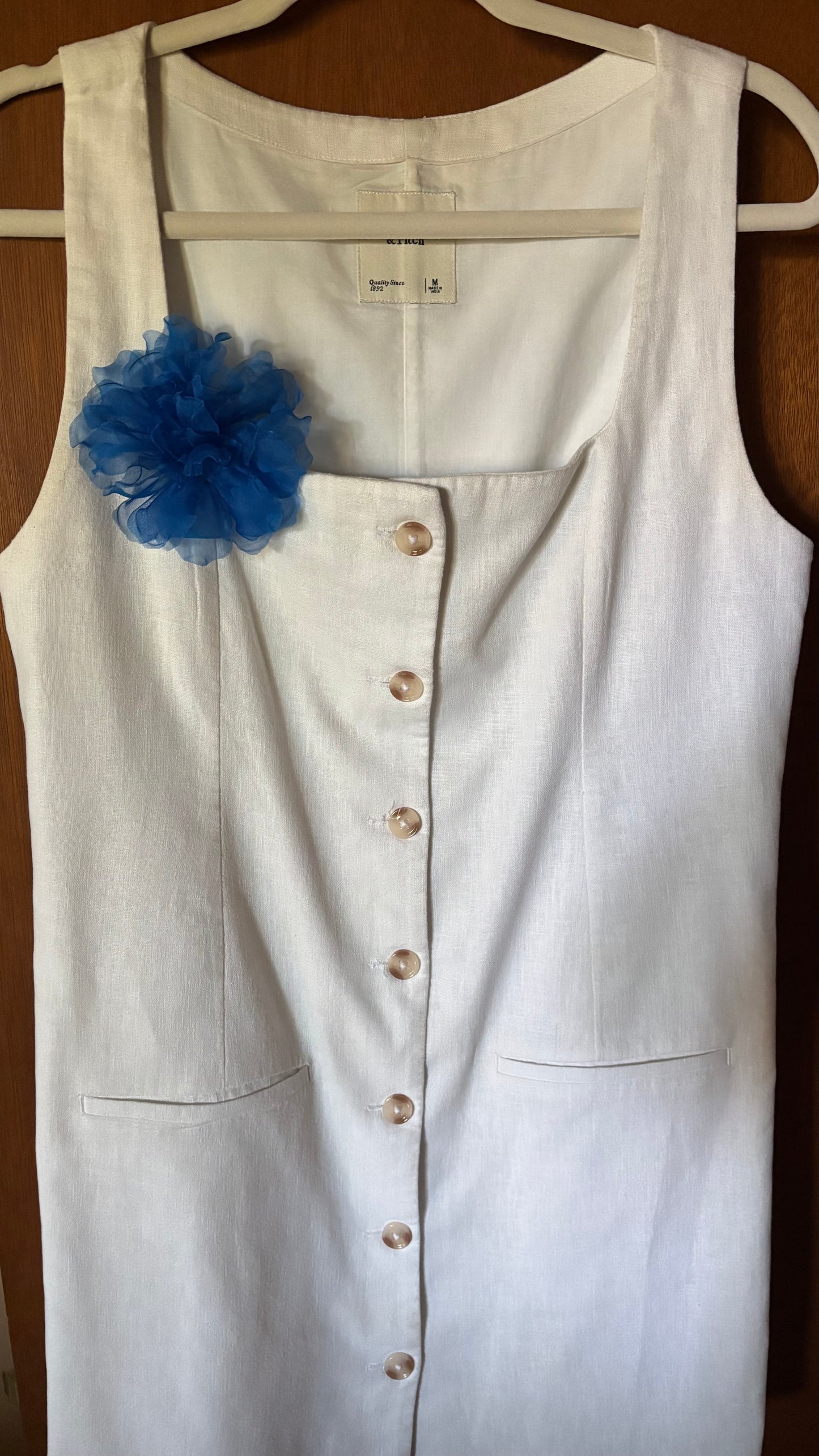 Karin's Garden "Harper" 4" Silk Royal Blue Organza Gardenia Pin Brooch & Clip. Handmade in the USA.  Pin or Clip into hair, onto dress, lapel, handbag and more.