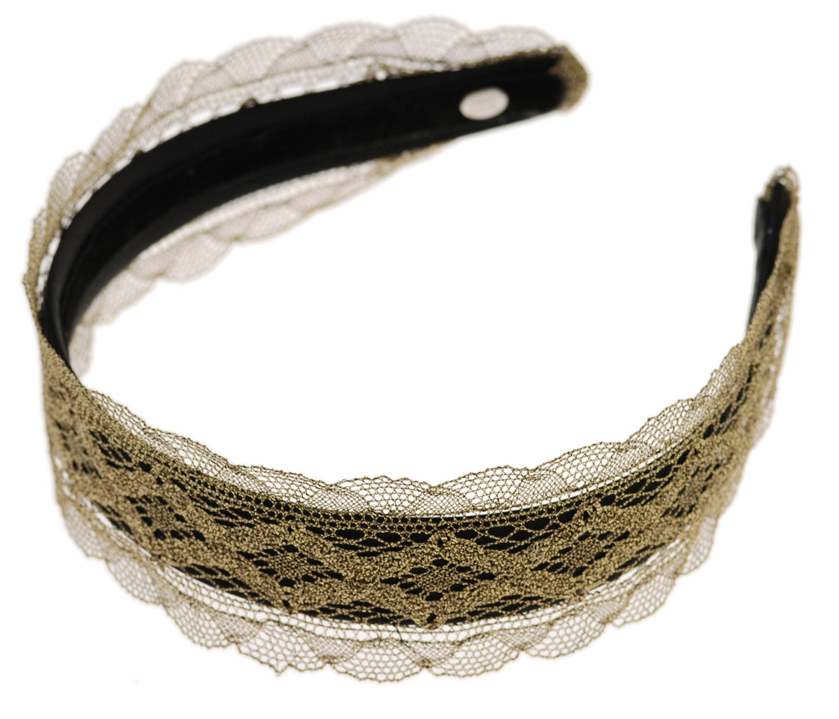 Gold Lace Headband over 1 inch black silk headband. Handmade in the USA.  Fabric from France