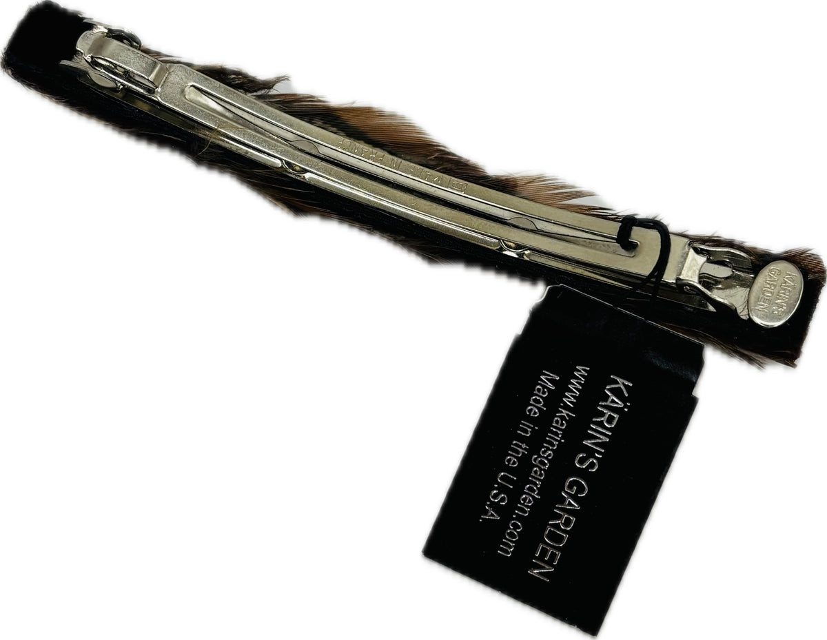 Skinny Feather French Auto Barrette.  Made in the USA