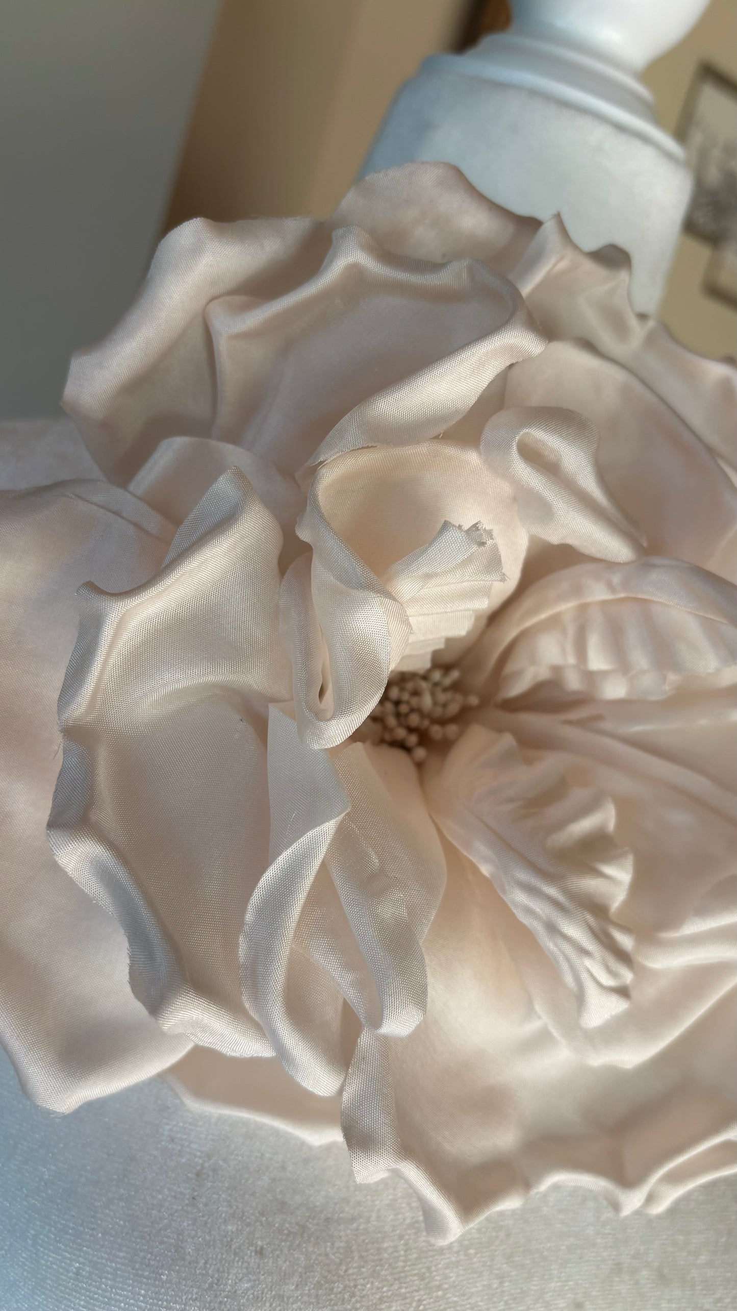Karin's Garden 8" "Valentina" Champagne Silk Blend Romantic Cabbage Rose Brooch Pin & Clip.  A Statement Flower (Copy)