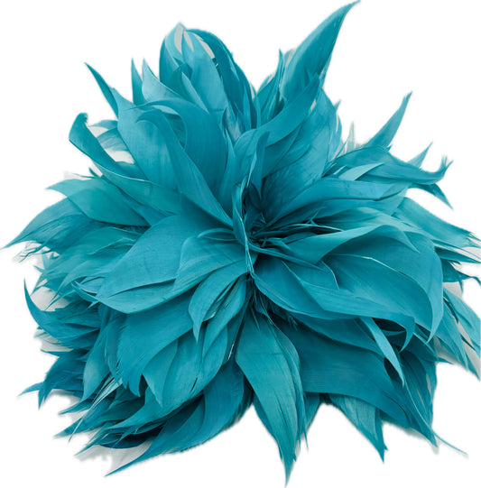"Josephine" Feather Brooch & Clip in Aqua .  Wear on your lapel, dress, in your hair, on purse, hat and more.