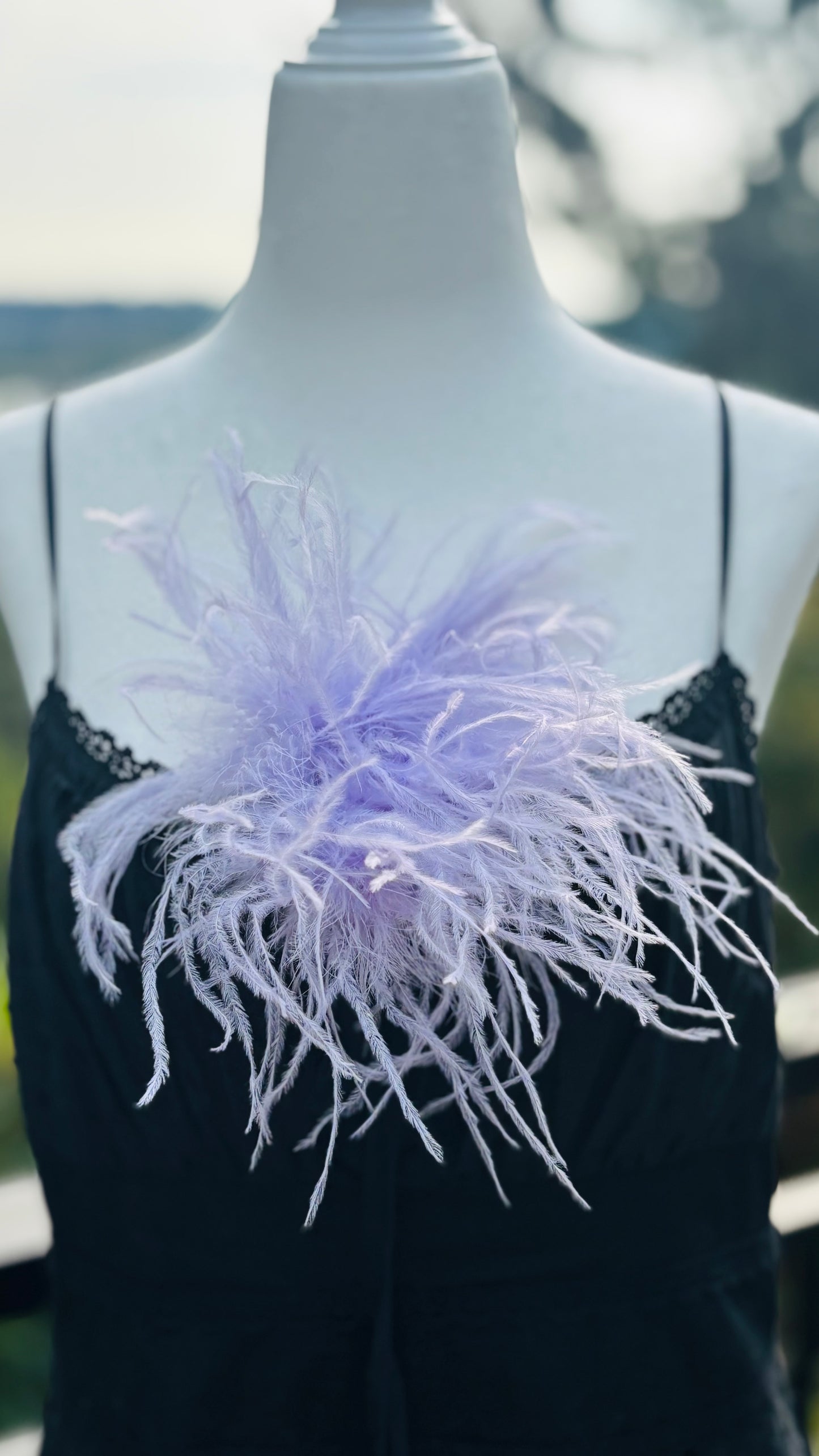 "Dietrich" Petite Ostrich Pin & Clip in Lavender.  Made in the USA. Genuine Ostrich. Available in many colors.  Available in Petite or Grand