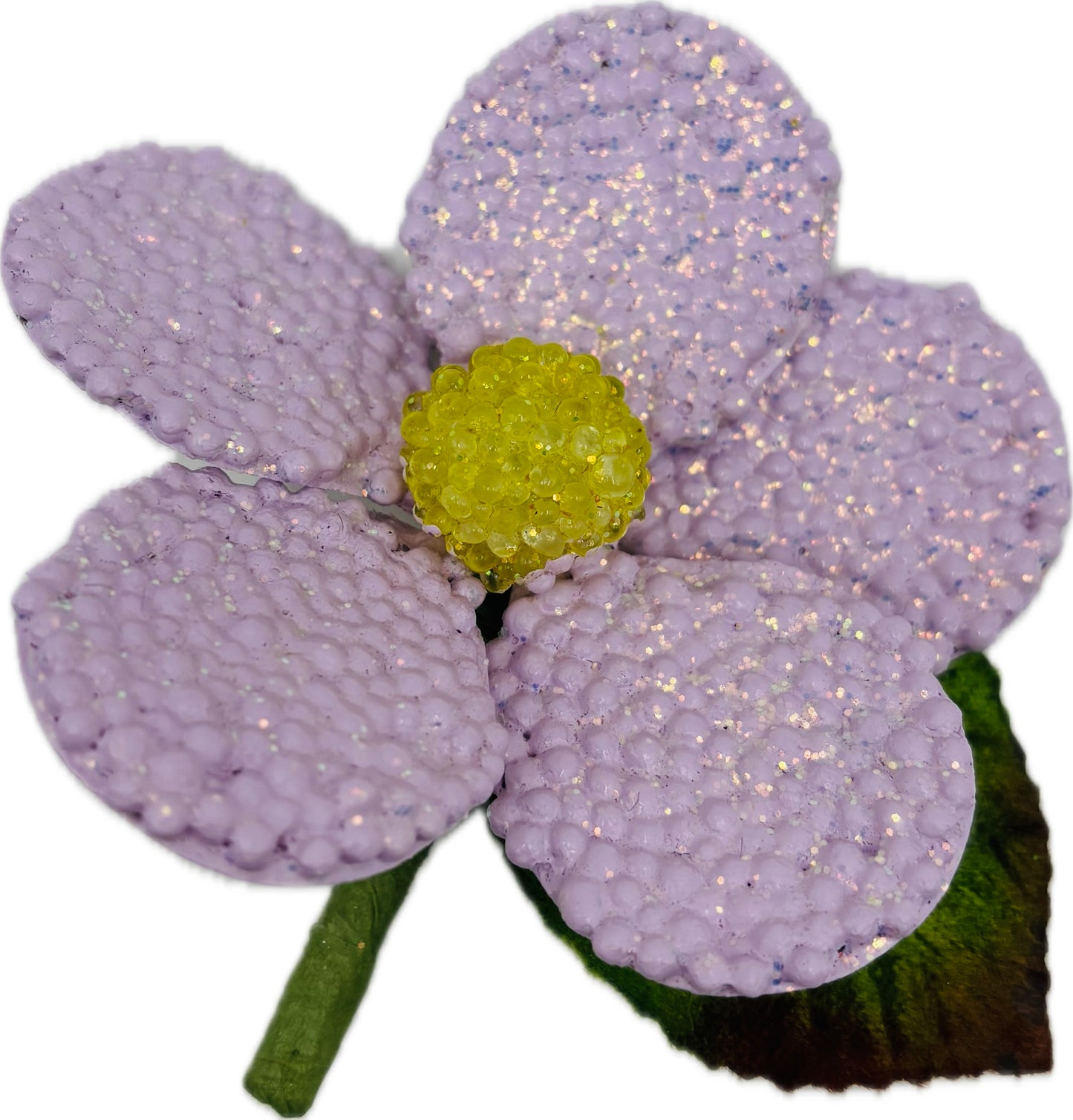 "Rock Sugar" Lavender Pastel Beaded Daisy Flower Pin.  Karin's Garden 3"