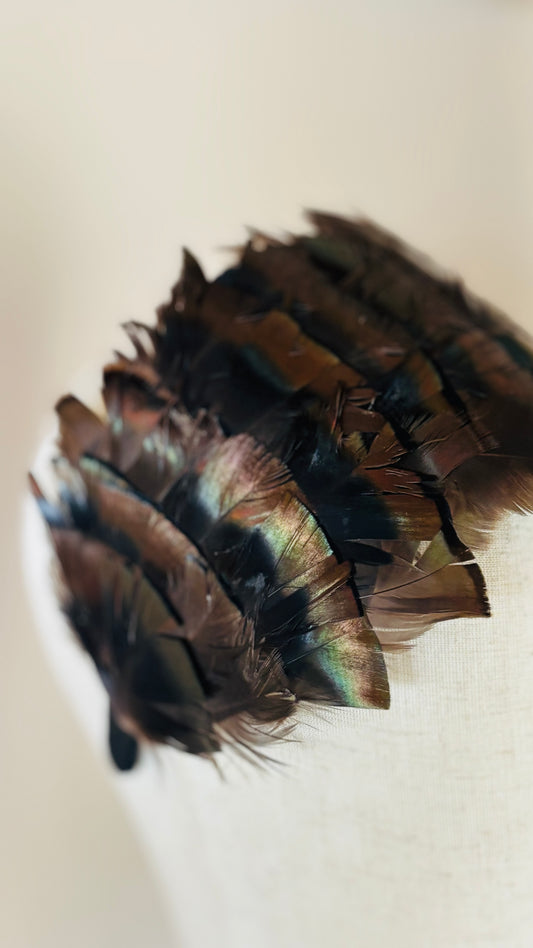 Garbo Bronze Feather Couture Headband