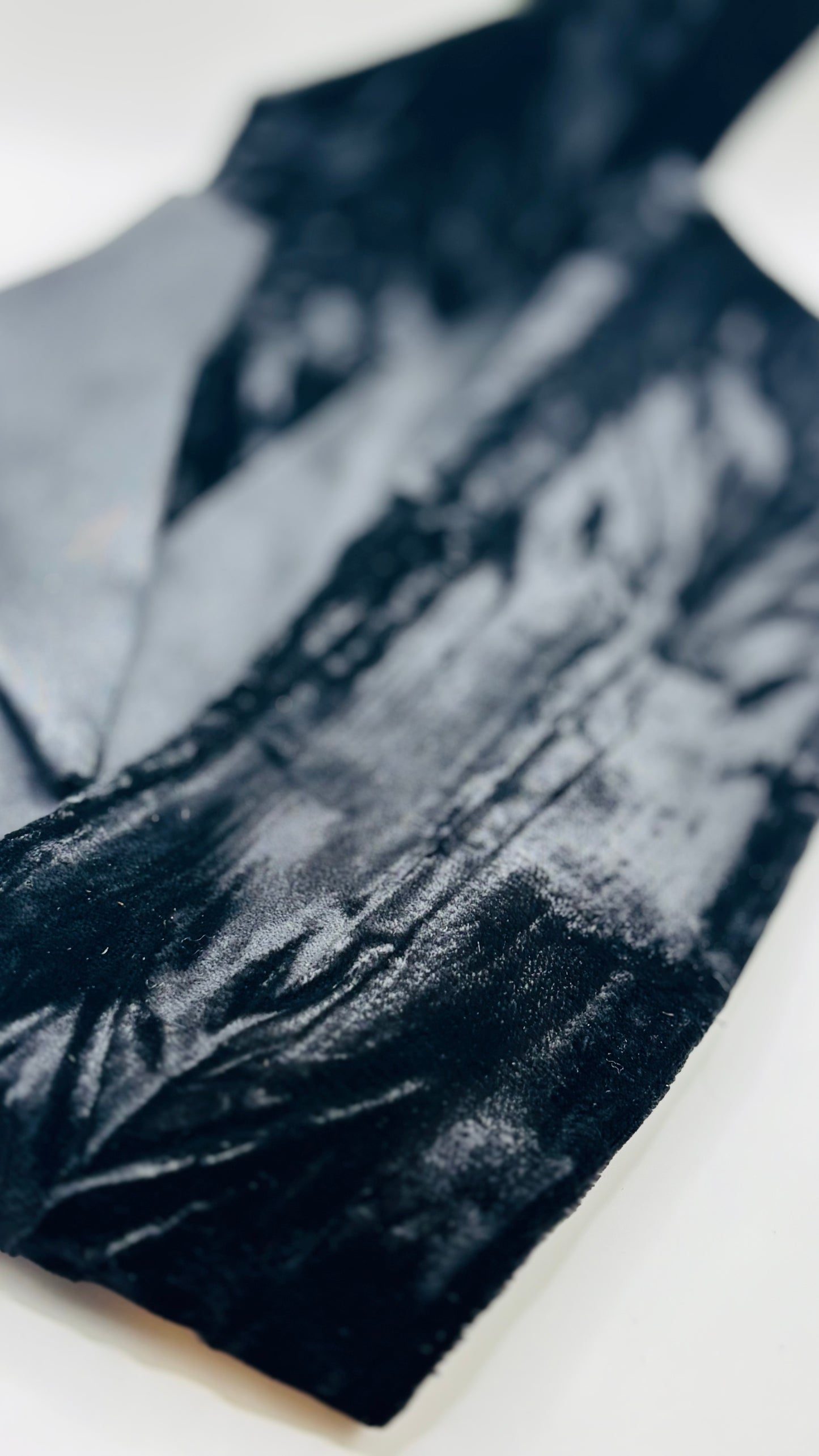 Crushed Velvet Black Sash Backed with Black Silk Charmeuse. Wear as a Belt, Sash, Head Wrap, Tie Around a Hat, Handbag or Wear as a scarf. Handmade in the USA.