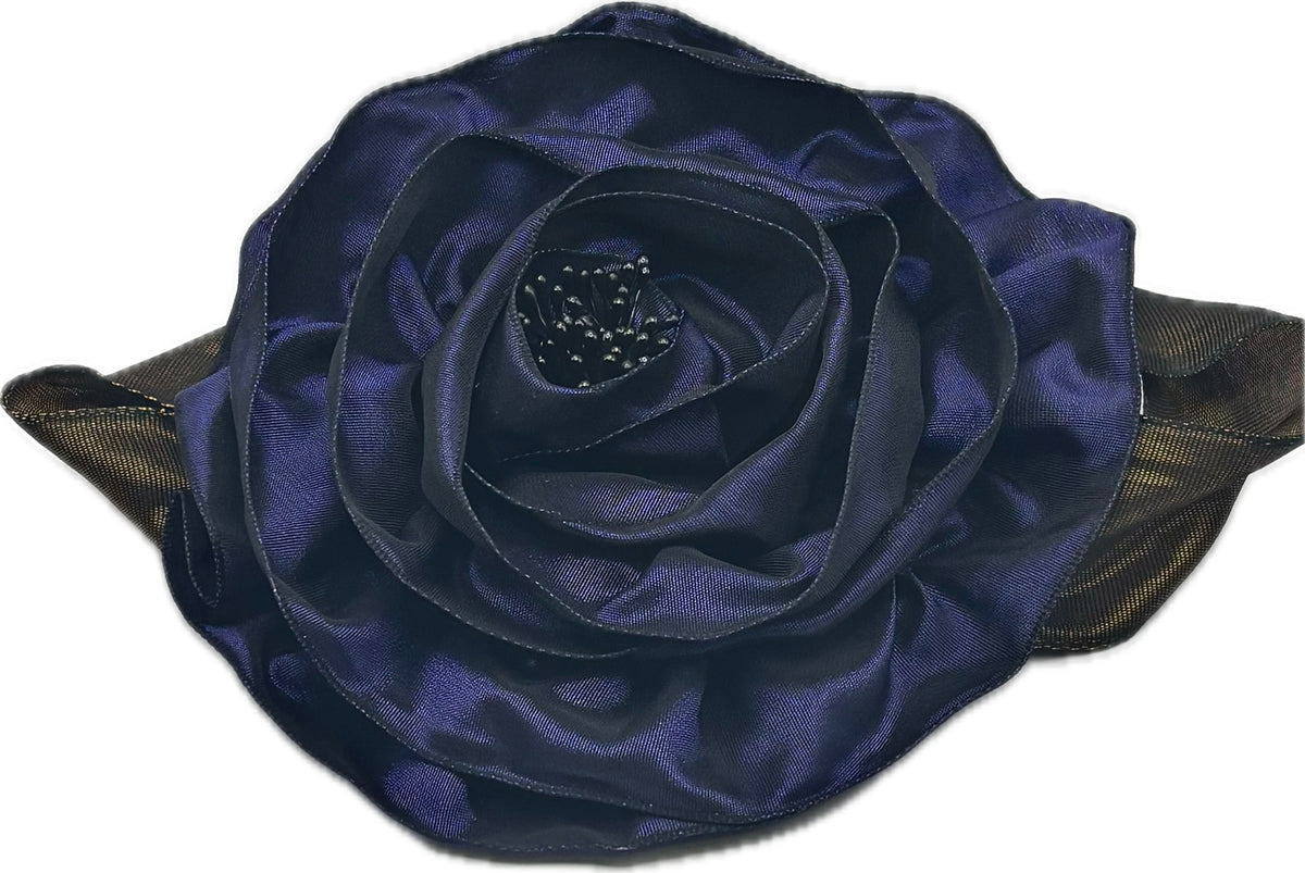 Francesca Purple French Taffeta Flower Pin & Clip, 7"