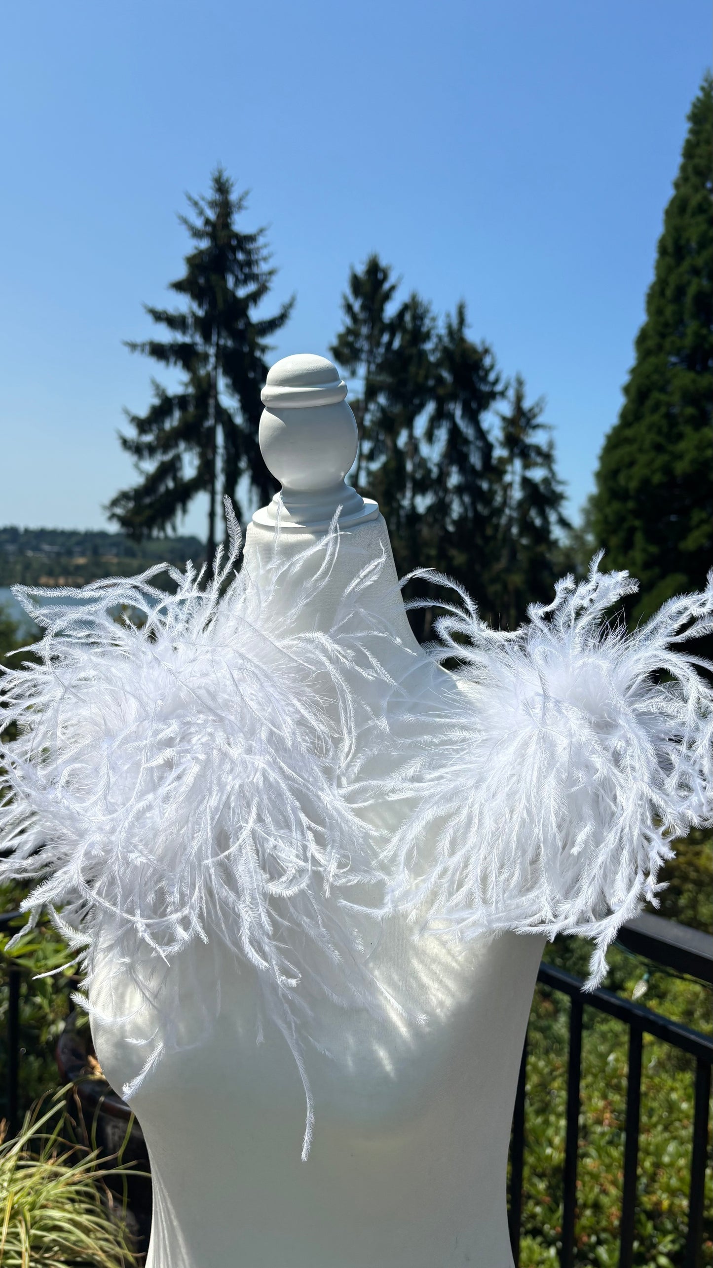 "Dietrich" Petite Ostrich Pin & Clip in White.  Made in the USA. Genuine Ostrich. Available in many colors.  Available in Petite or Grand